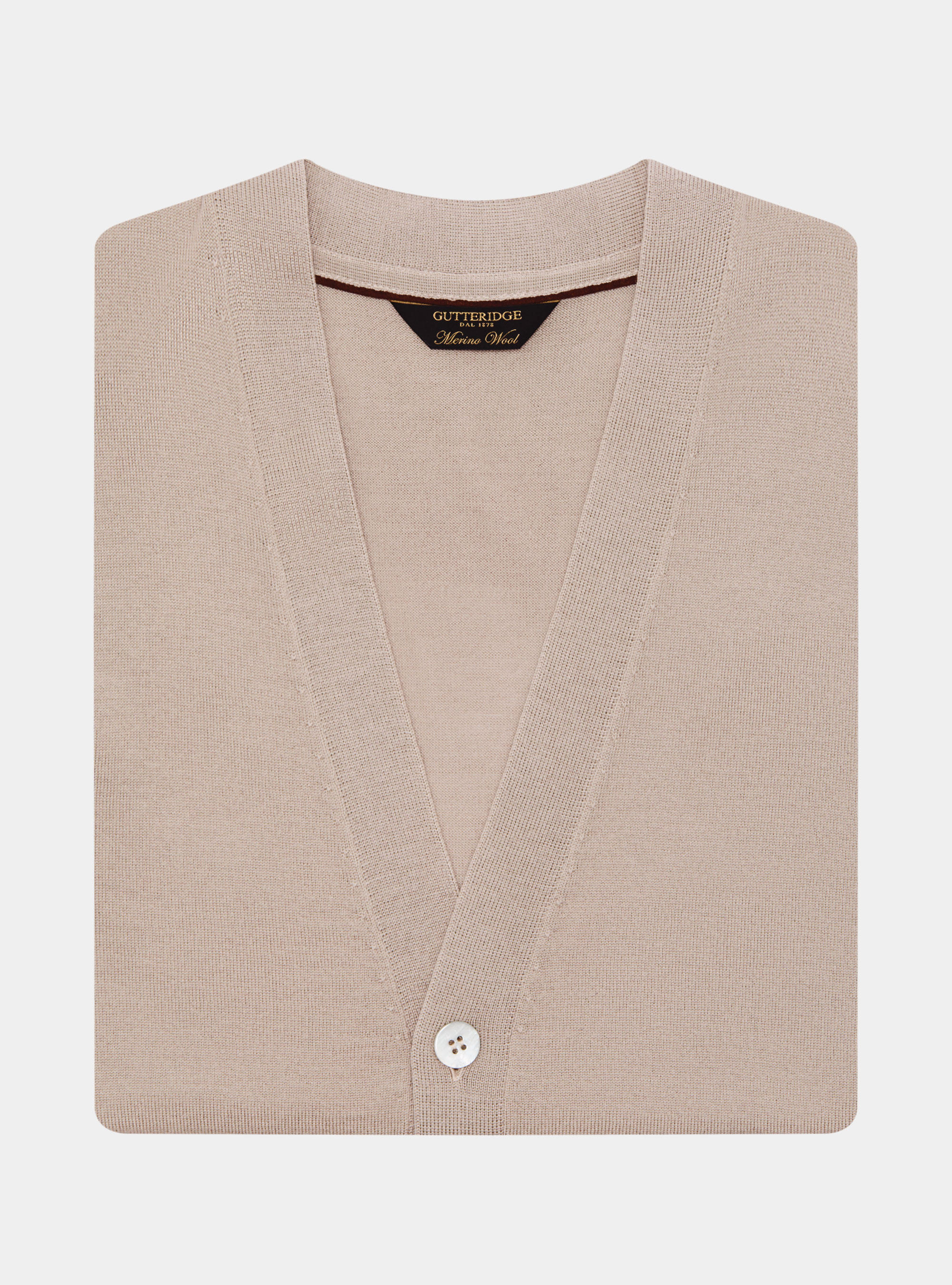 Gilet in maglia con bottoni in lana merino extrafine, SABBIA