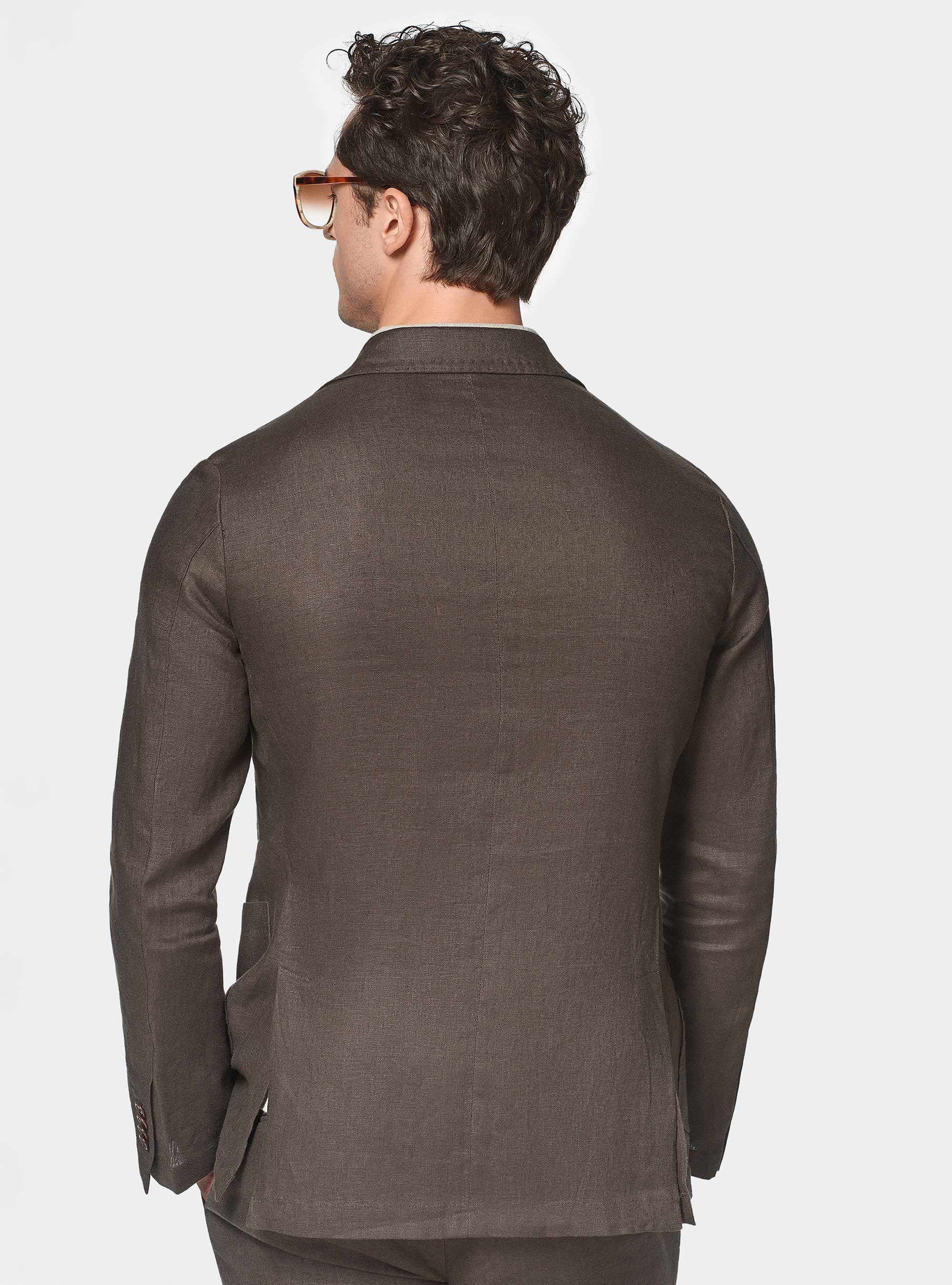 Anzugjacke aus reinem Leinen, MARRONE 0507C