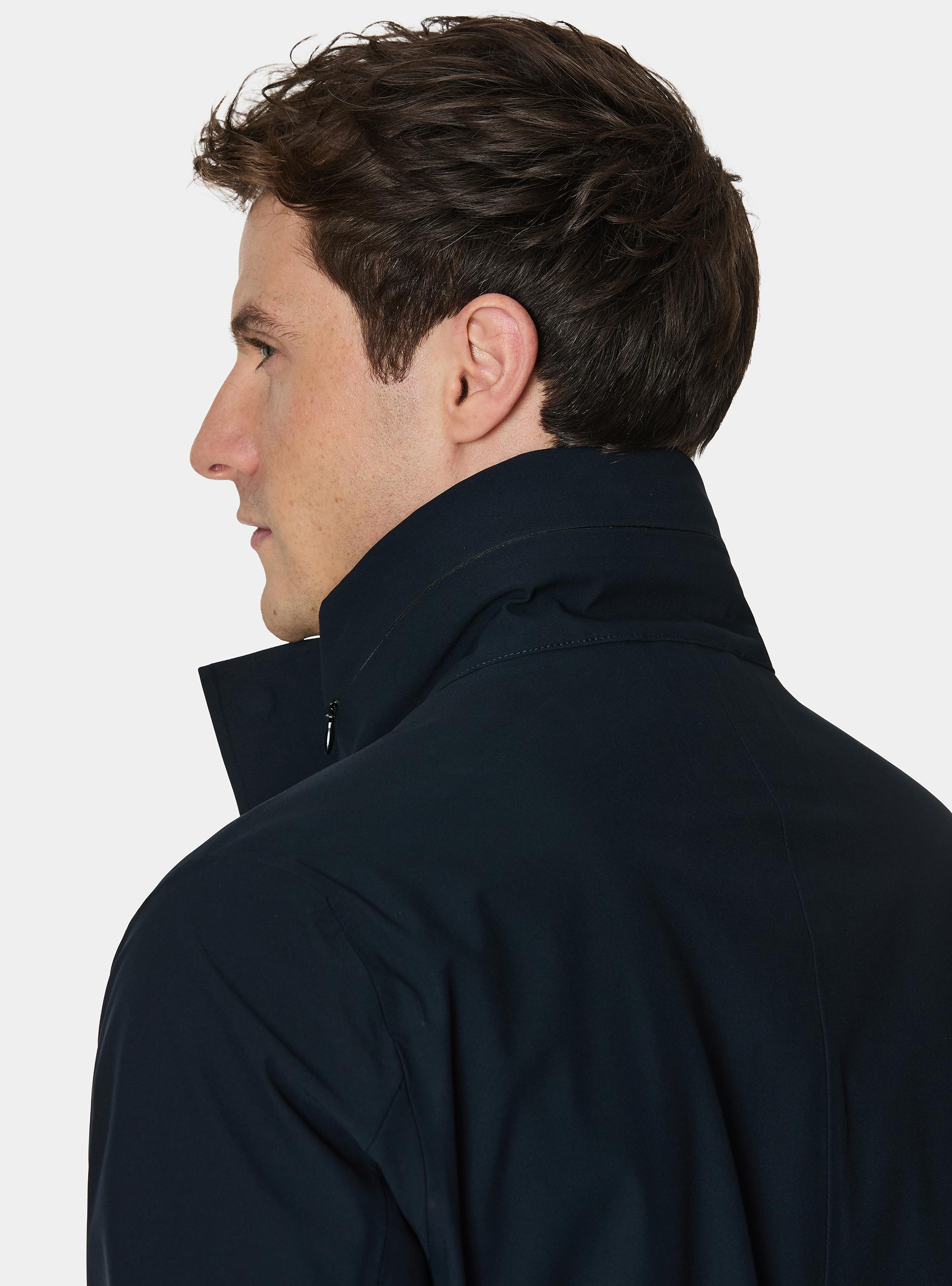 GT01 long jacket in technical fabric, NAVY BLUE