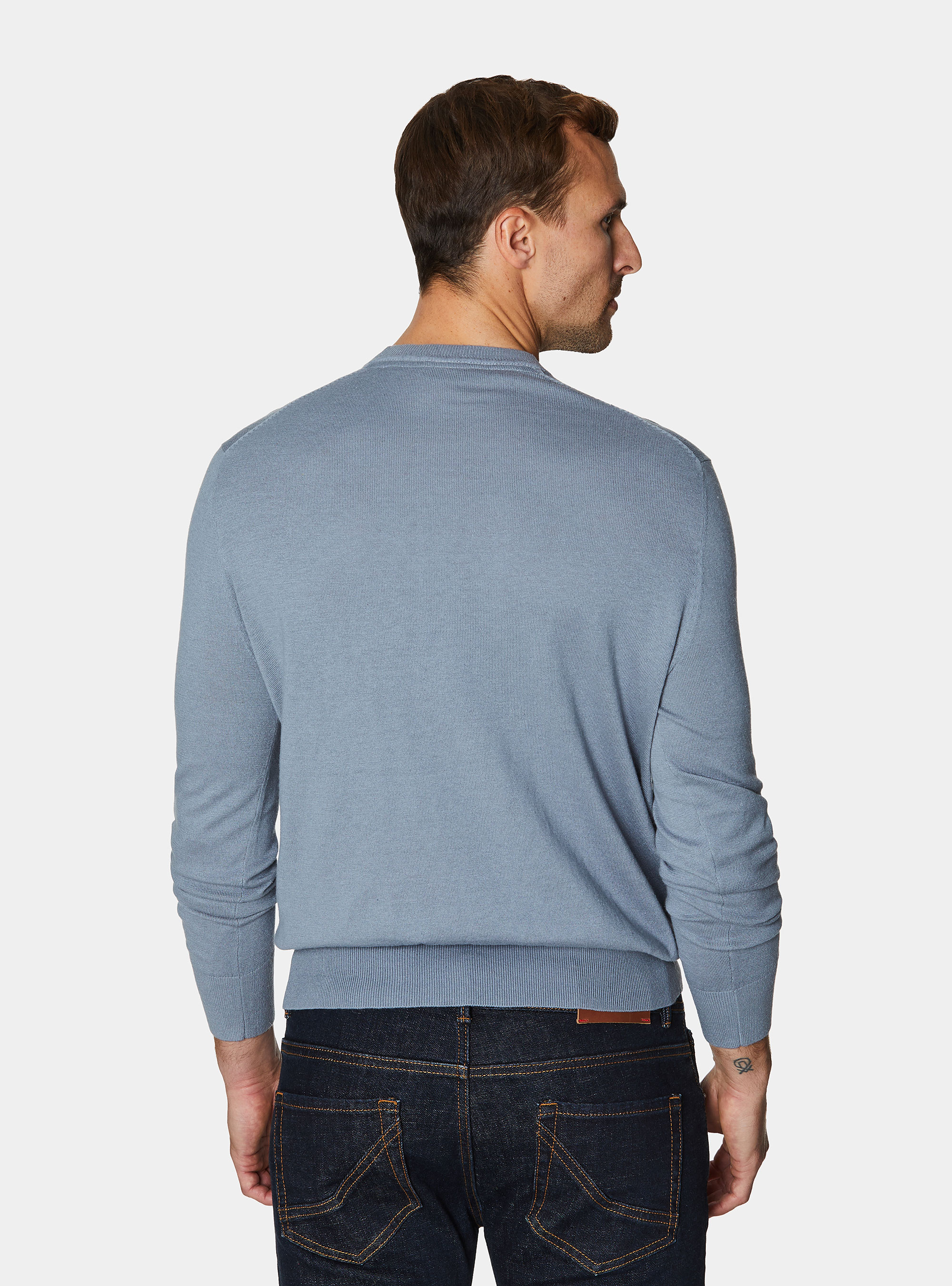 Rundhals-Pullover aus Baumwolle, Seide und Kaschmir, AVIO 0292C