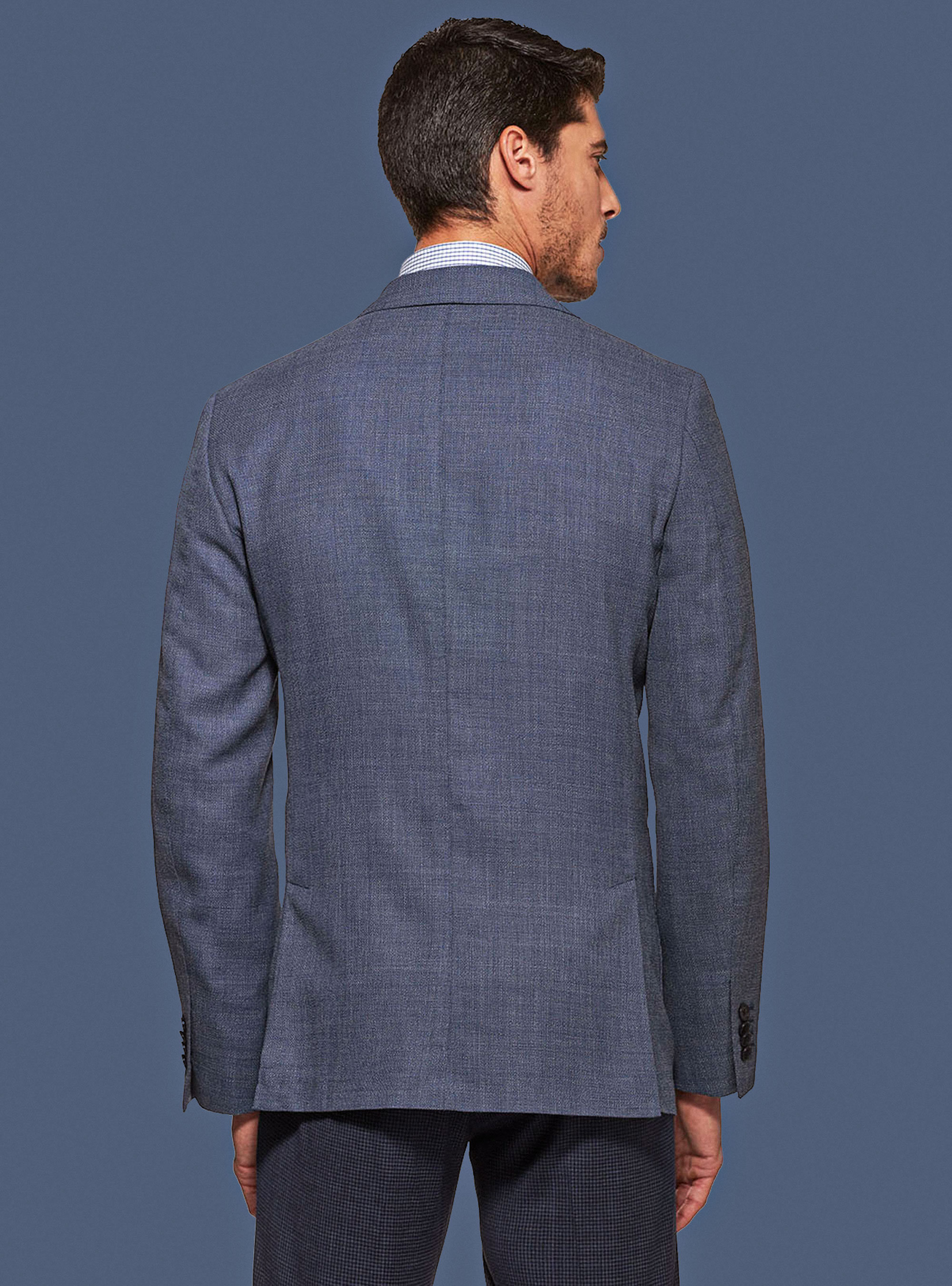 Micro-textured pure wool blazer, INK