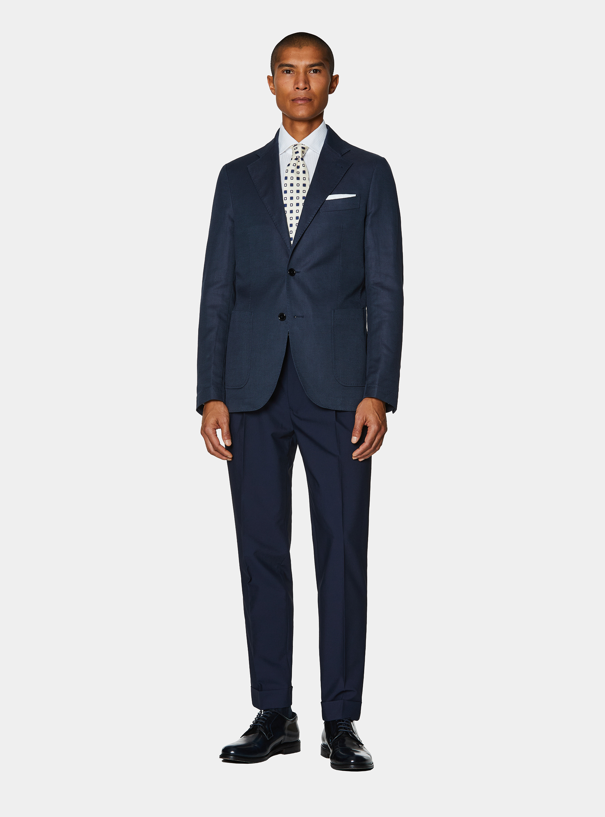 Classic trousers with pleats, NAVY BLUE
