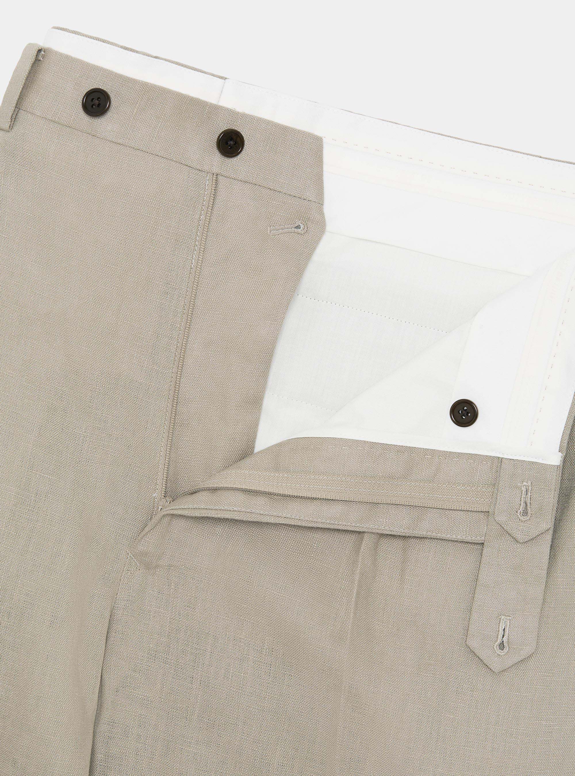 Pure linen double pleat trousers, SAND