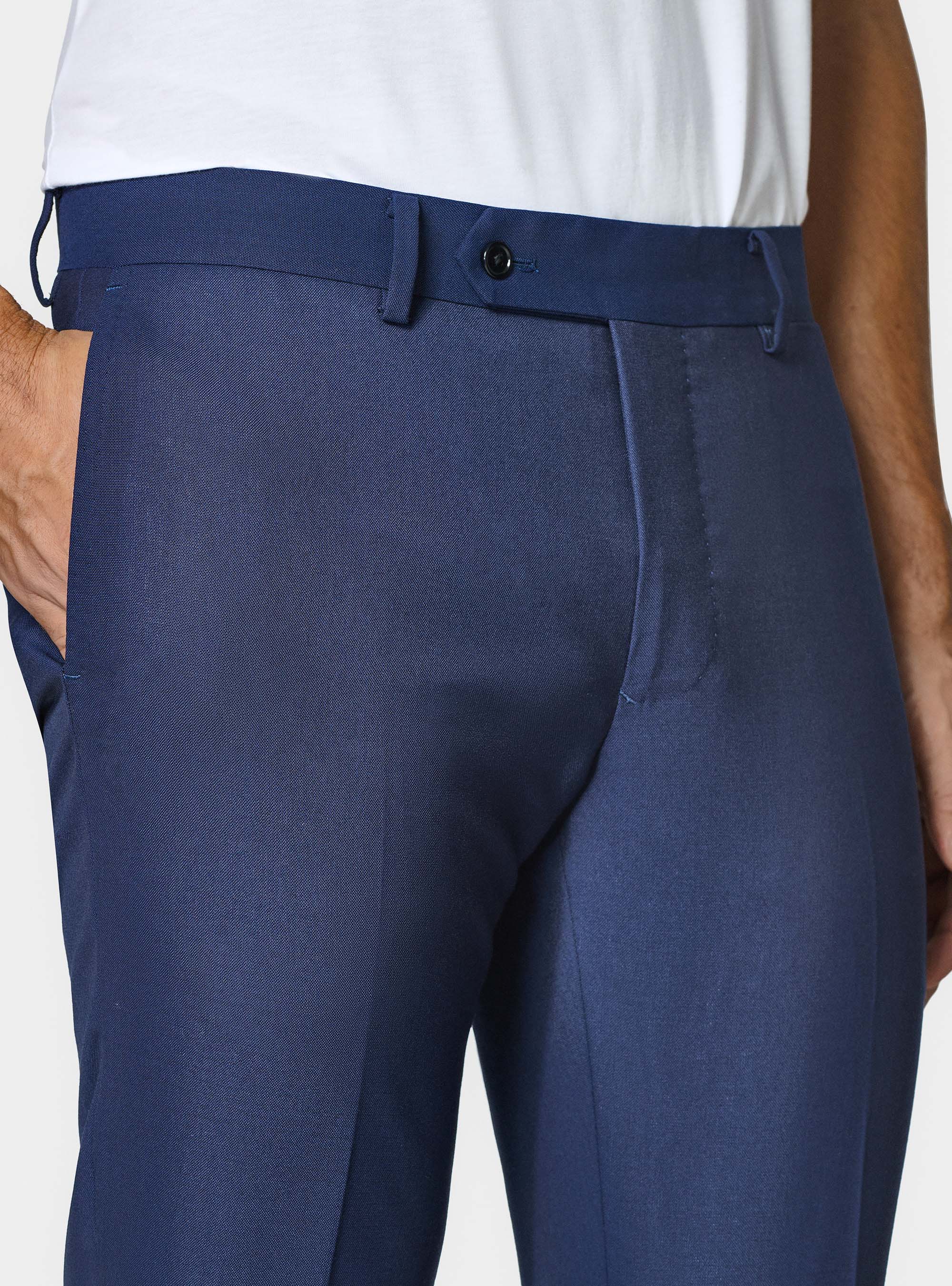 Pantaloni abito travel in pura lana Cerruti, BLU NAVY