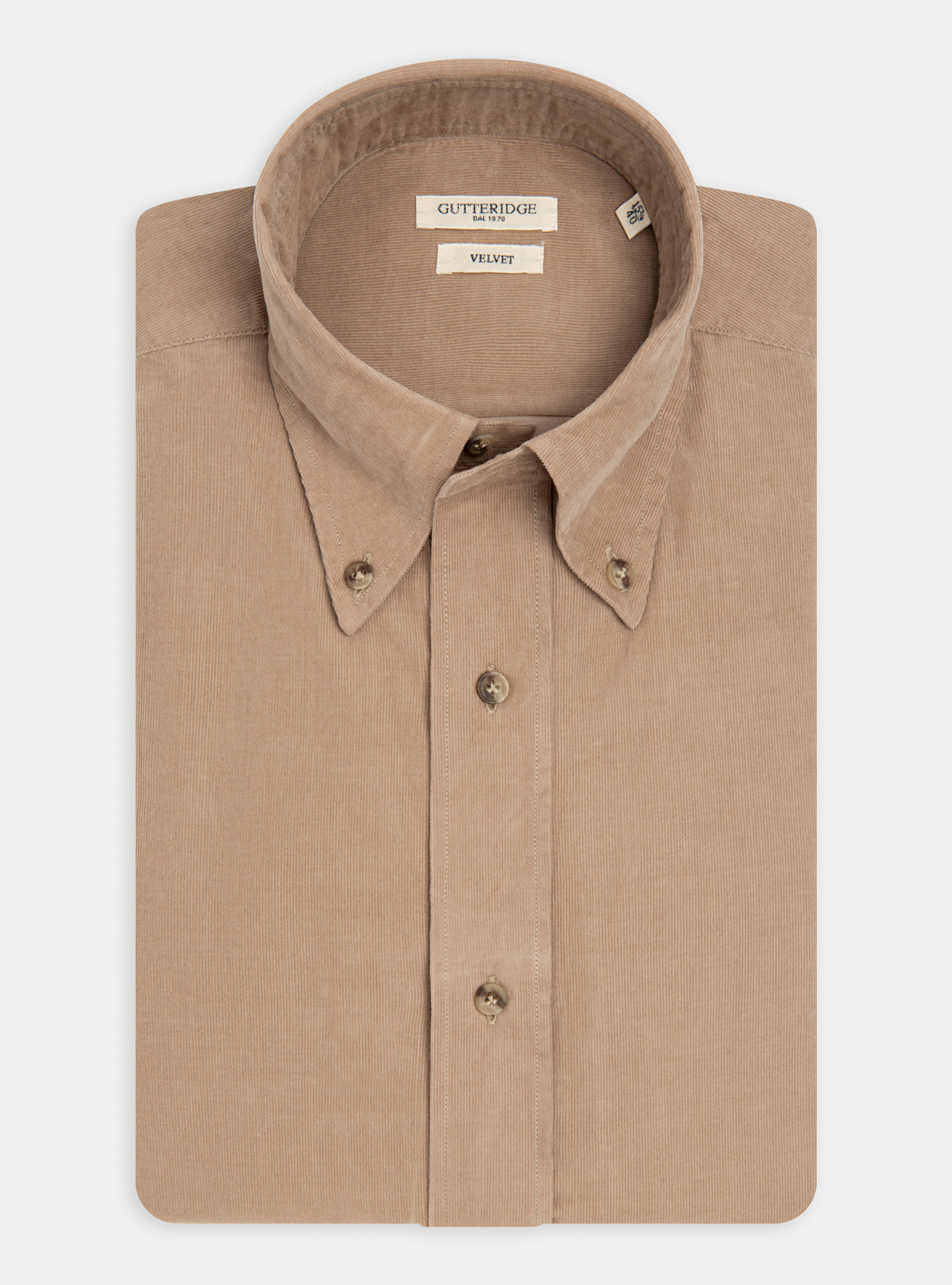 Velvet button down collar shirt, SAND