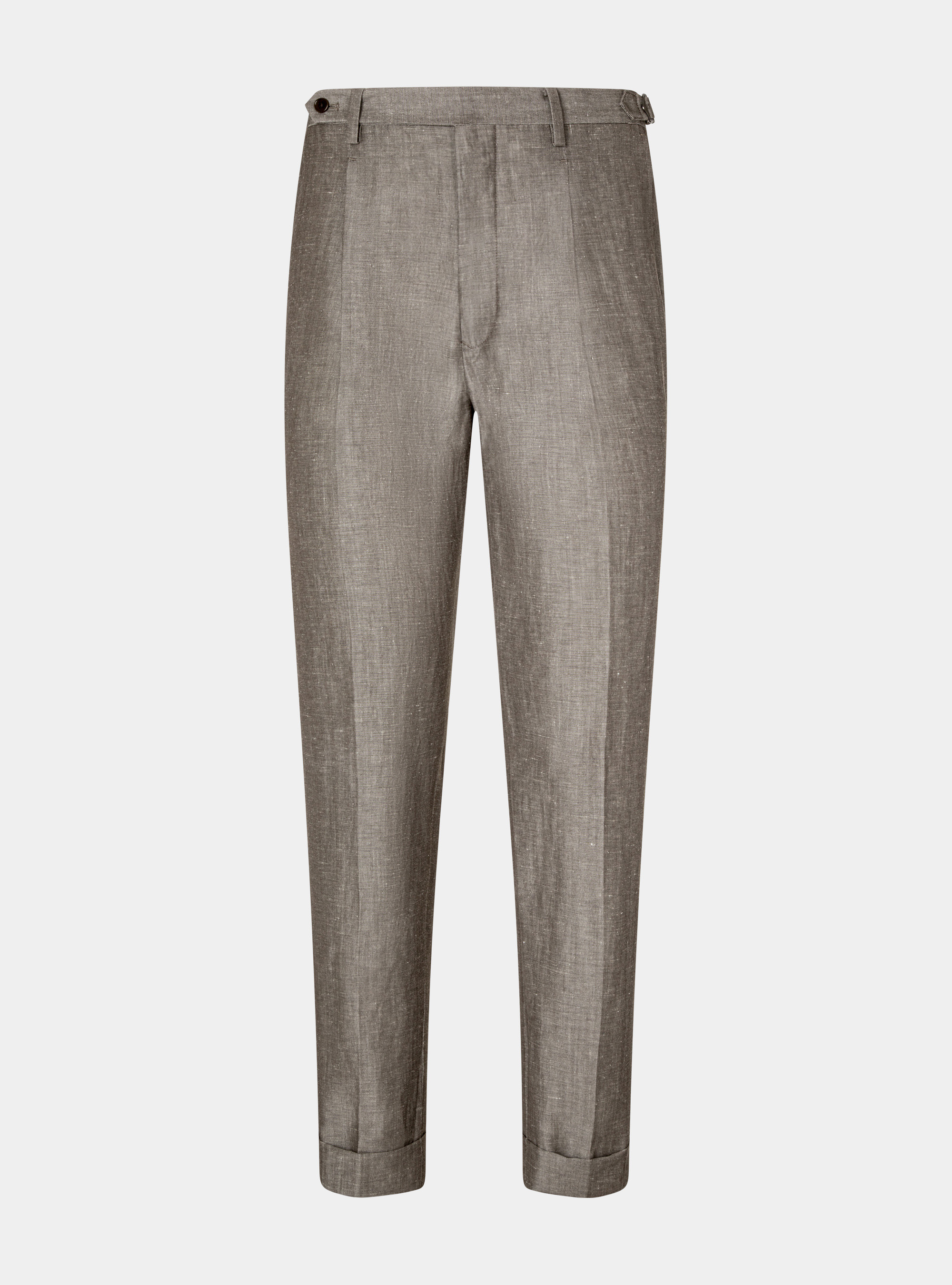 Pantaloni per abito in lino e lana Zignone, FANGO