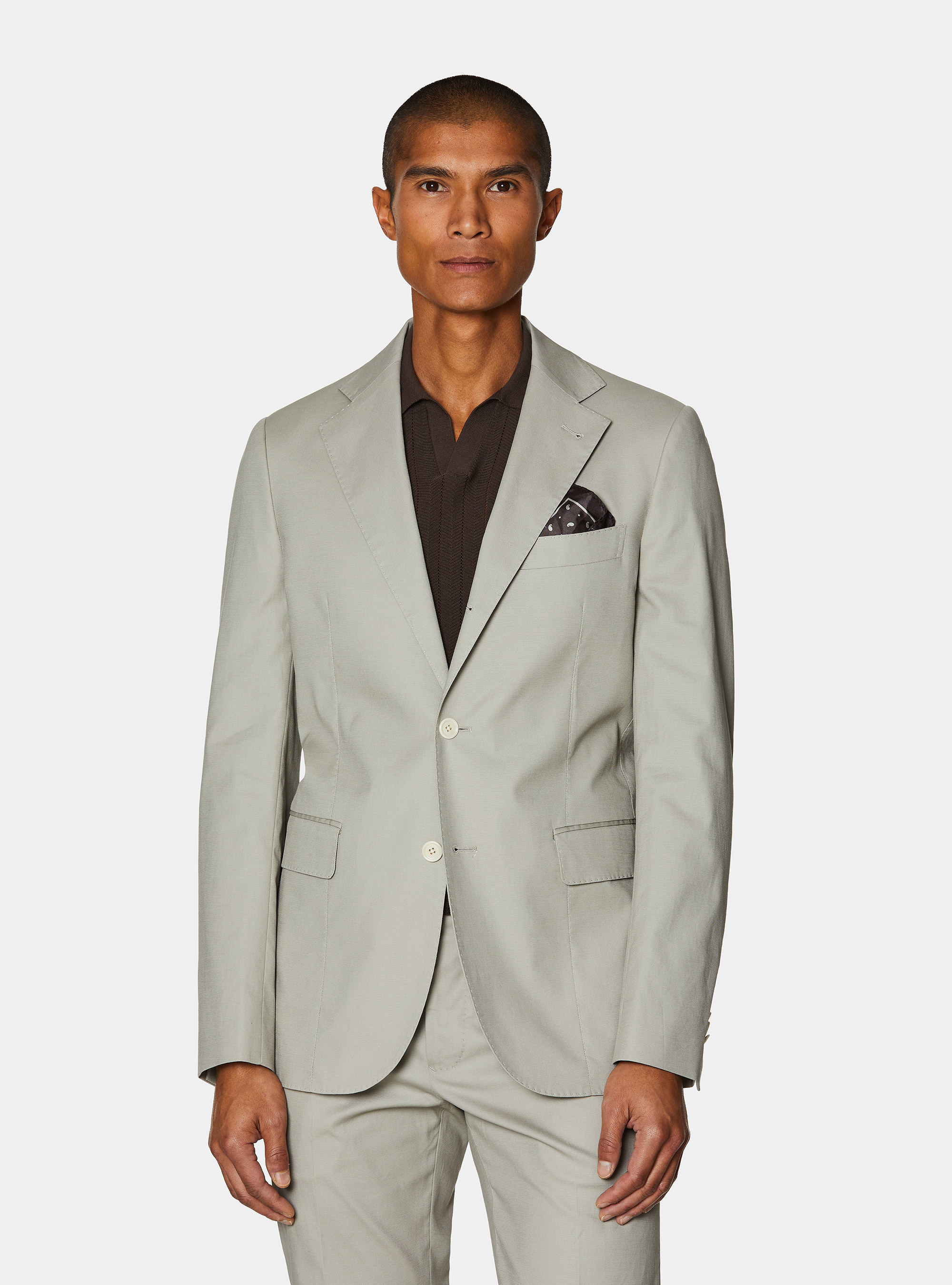 Cotton suit blazer, ECRU