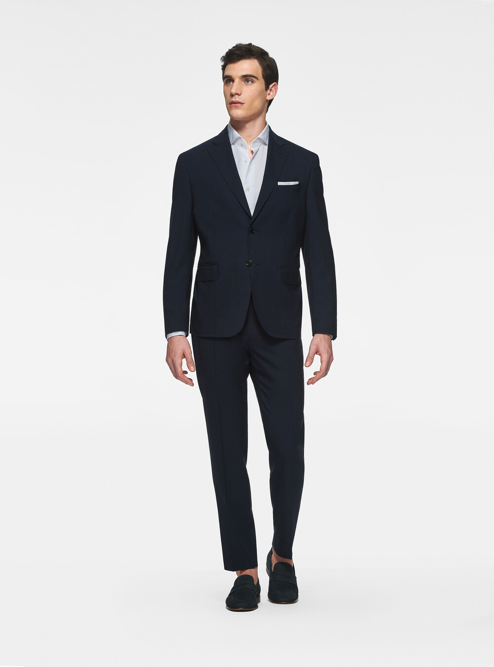 Giacca drop 4 in pura lana, NAVY