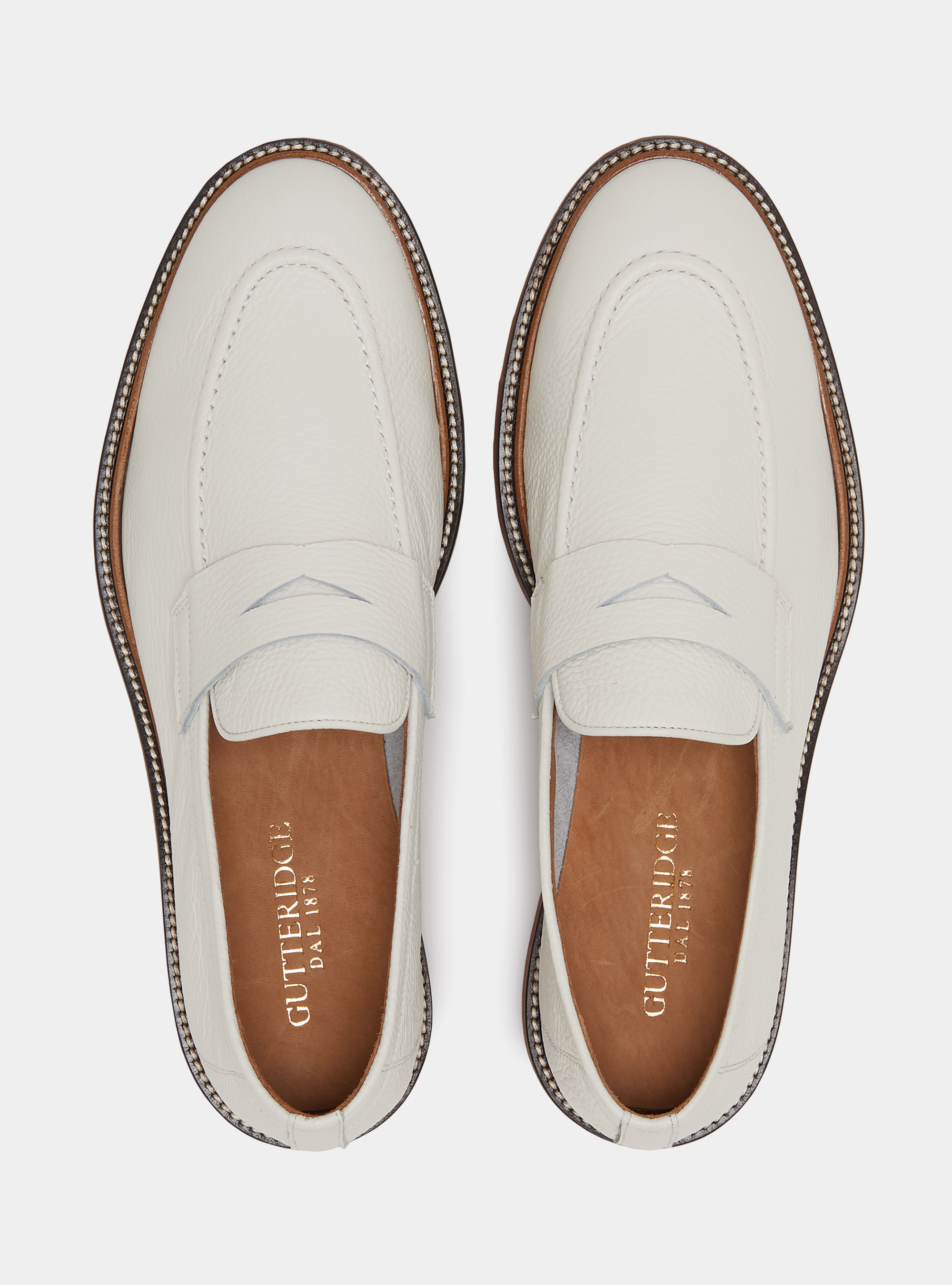 Soft leather loafers, WHITE