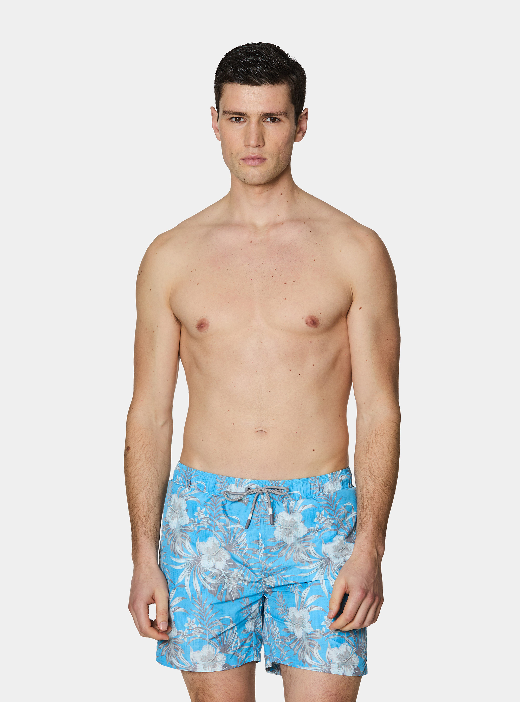 Ba&ntilde;ador con estampado floral, CELESTE