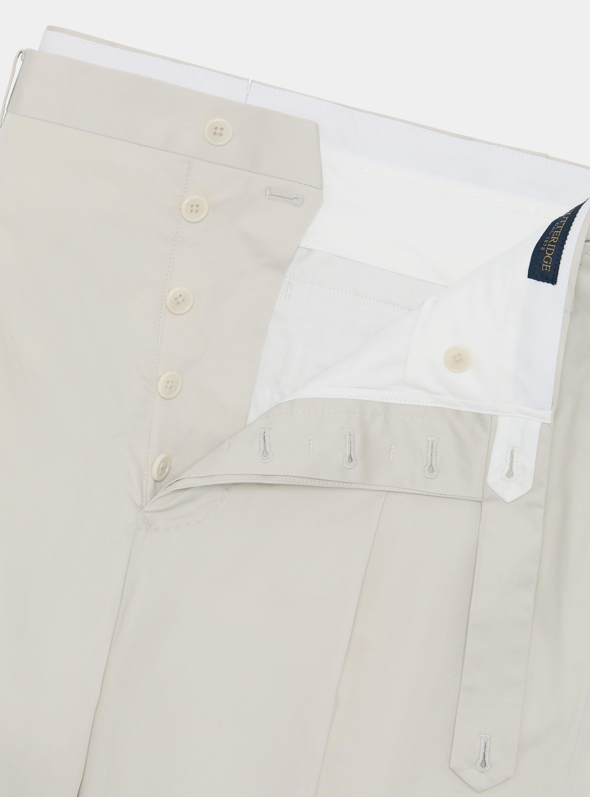 Stretch poplin cotton pleated trousers, OFF-WHITE
