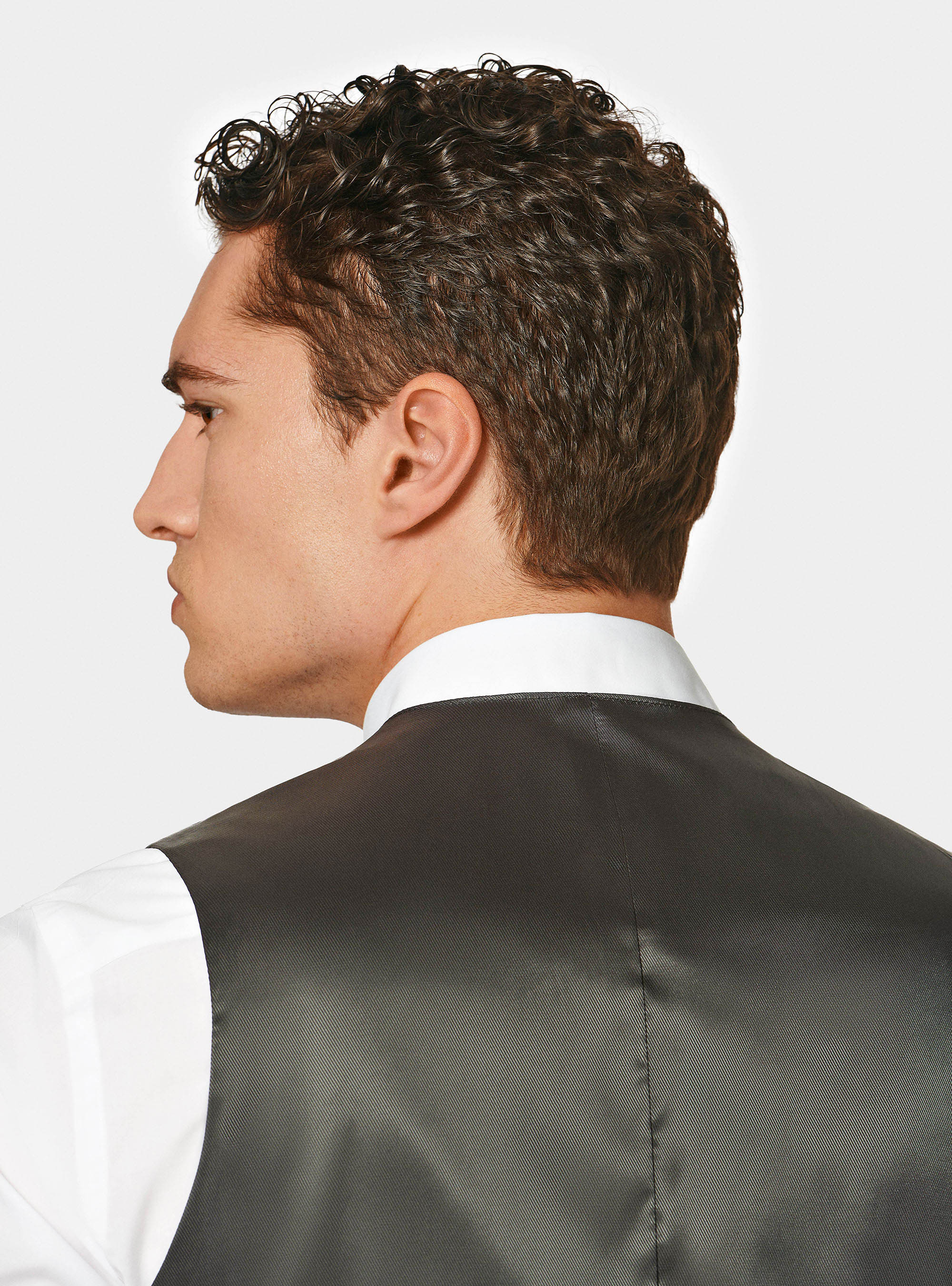 Single-breasted waistcoat in pure wool Vitale barberis Canonico, ASFALTO 0112C