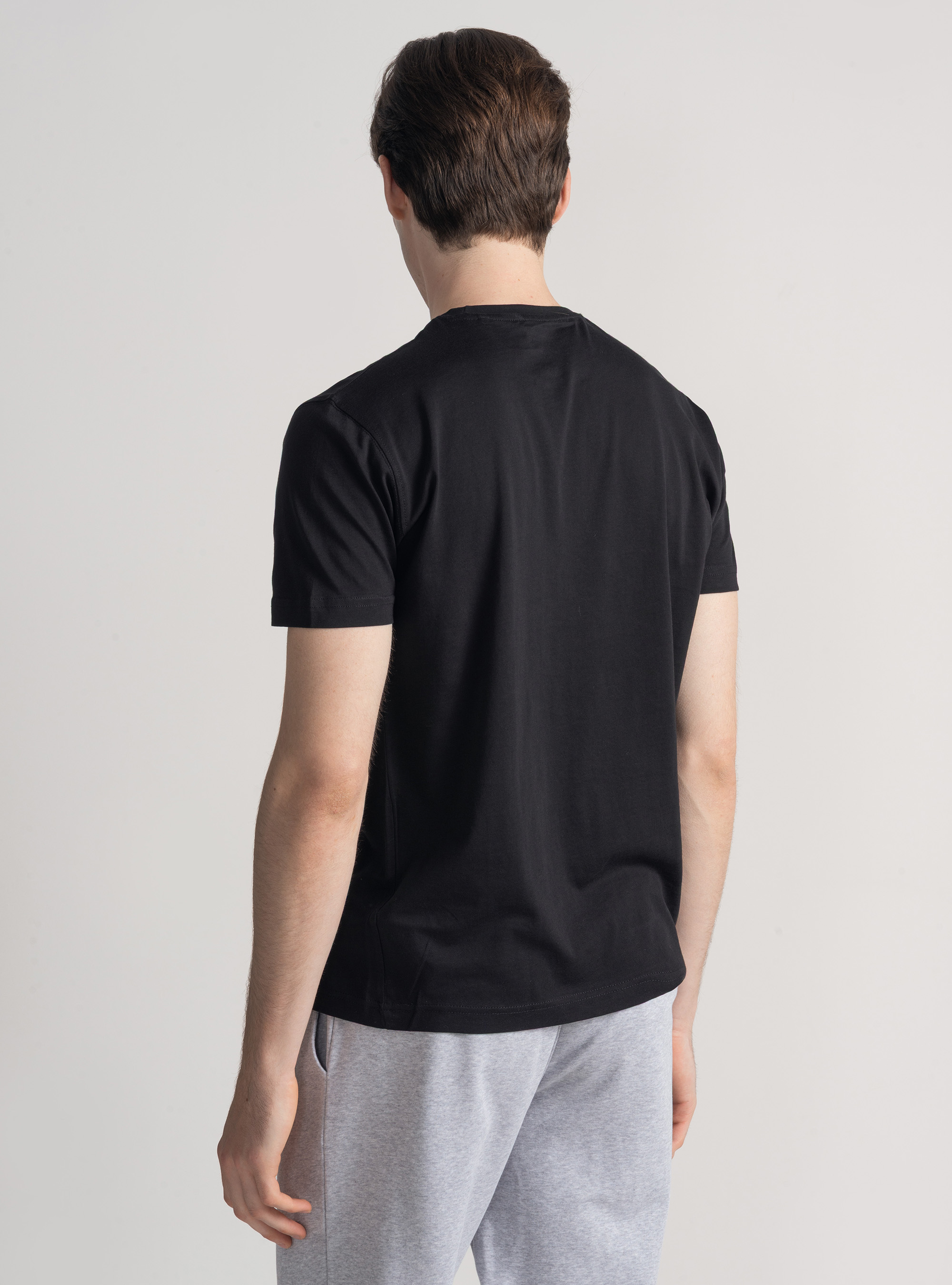 Camiseta de media manga de algod&oacute;n Supima, NEGRO