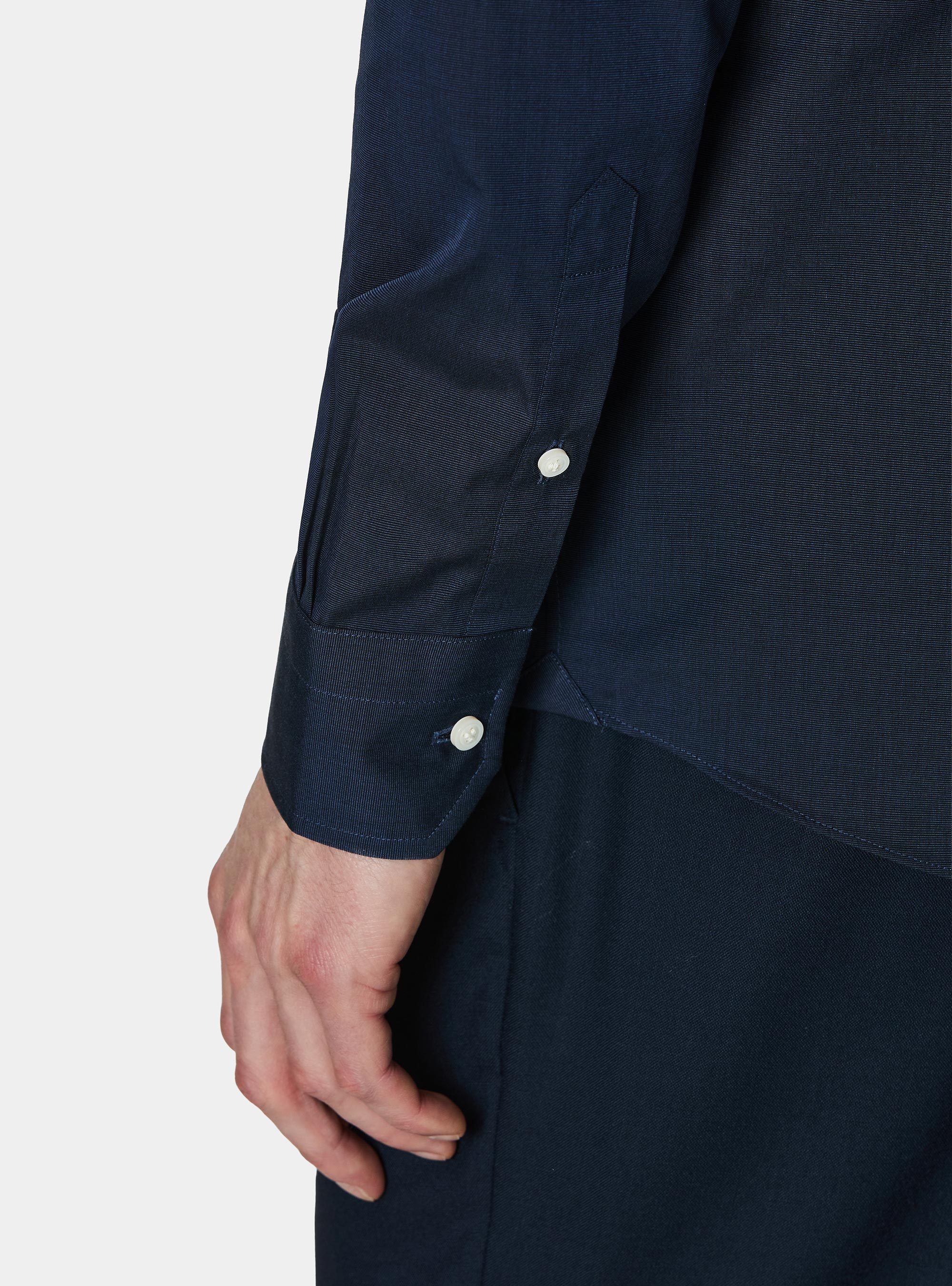 Camisa de algod&oacute;n fil a fil, AZUL MARINO