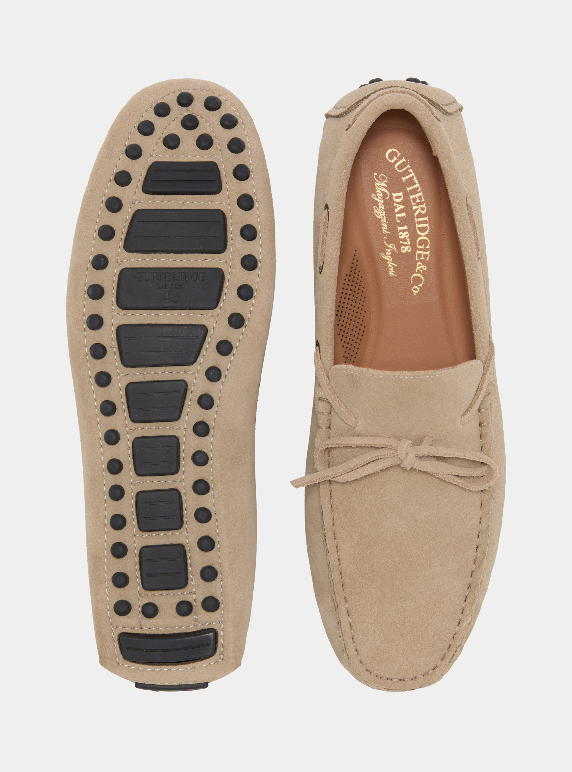 Suede boat loafers, ECRU
