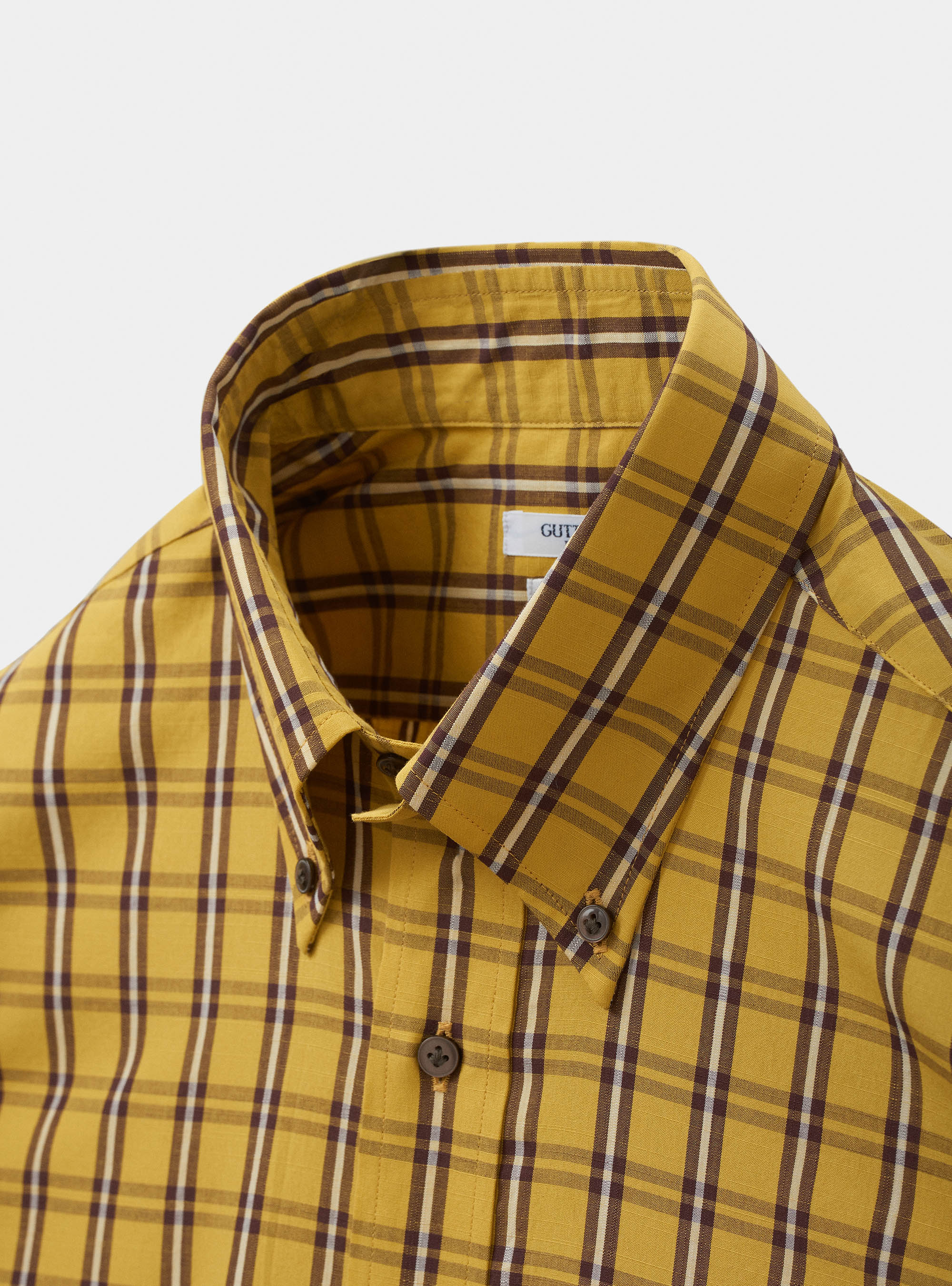 Checked cotton button-down collar shirt with pocket, 0711C OCRA