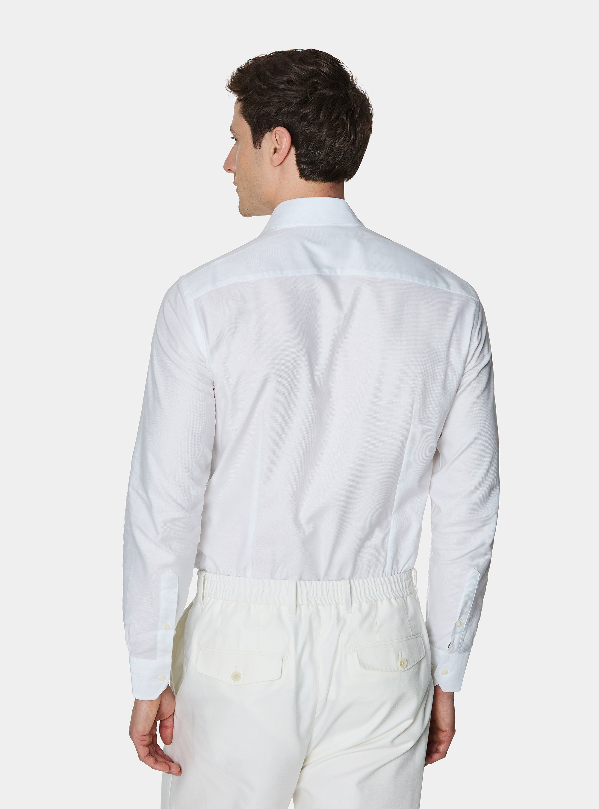 Chemise en coton fil &agrave; fil, BLANC