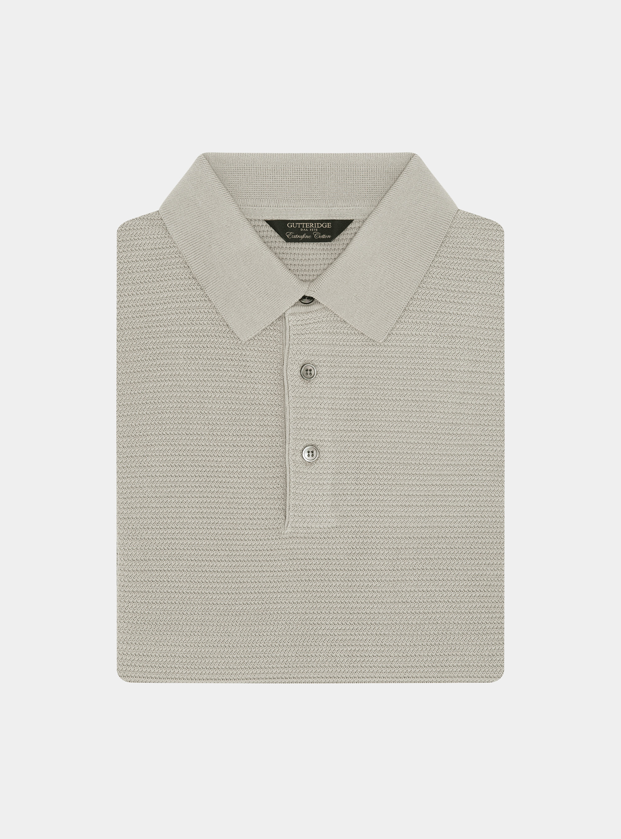 Polo en maille de coton textur&eacute;, SABLE