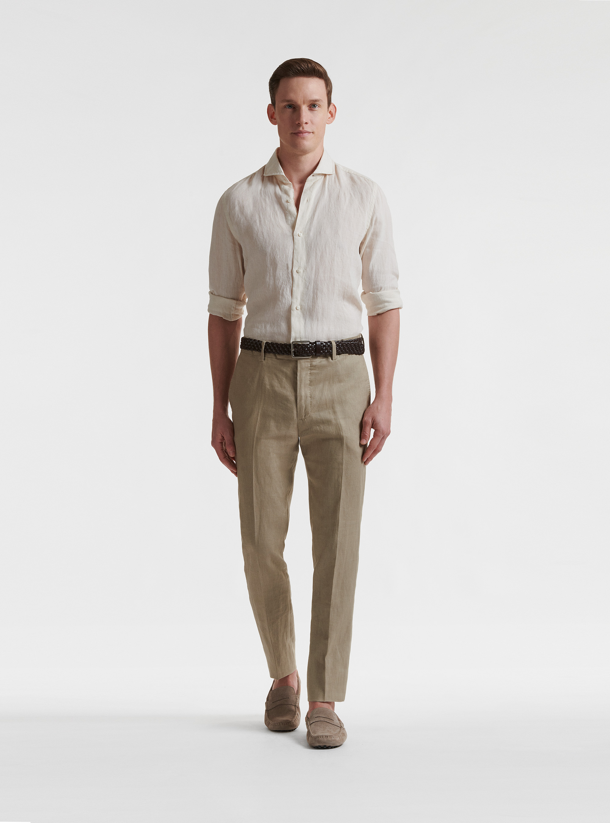 Chemise &agrave; col fran&ccedil;ais en pur lin, &Atilde; CRU