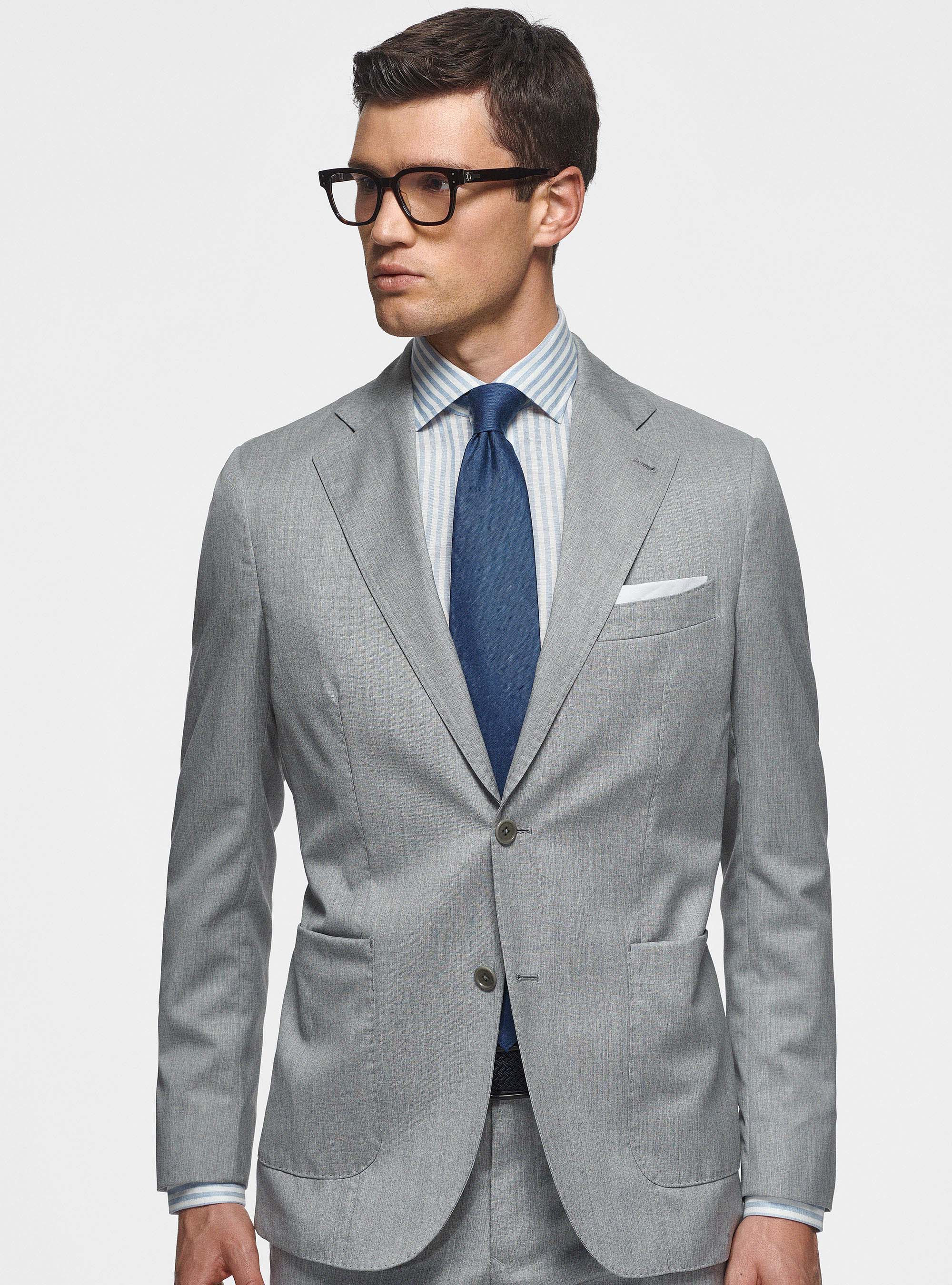 Pure 110's superfine wool blazer, LIGHT GREY MELANGE