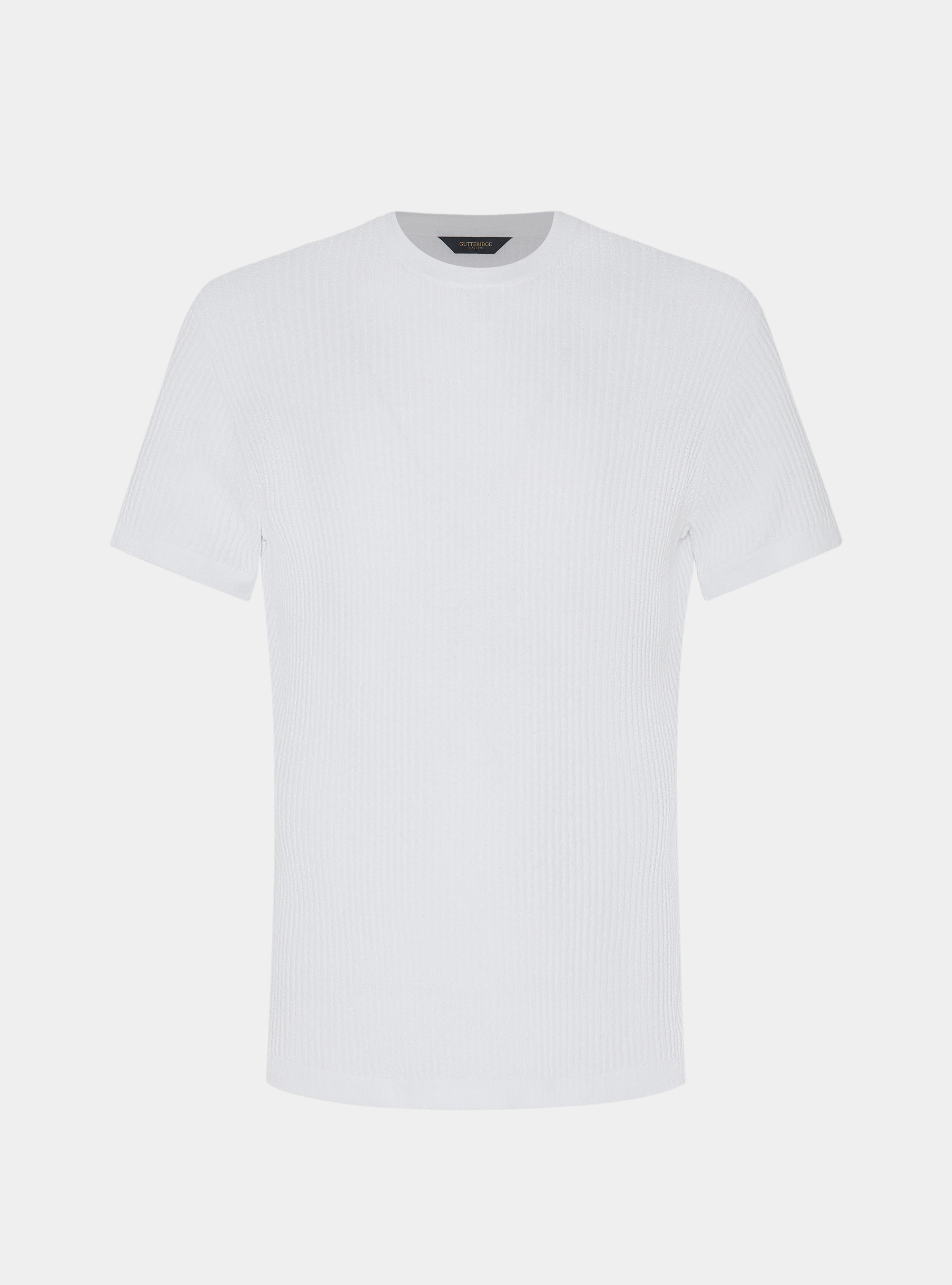 Crew neck in ribbed boucl&eacute; knit, WHITE