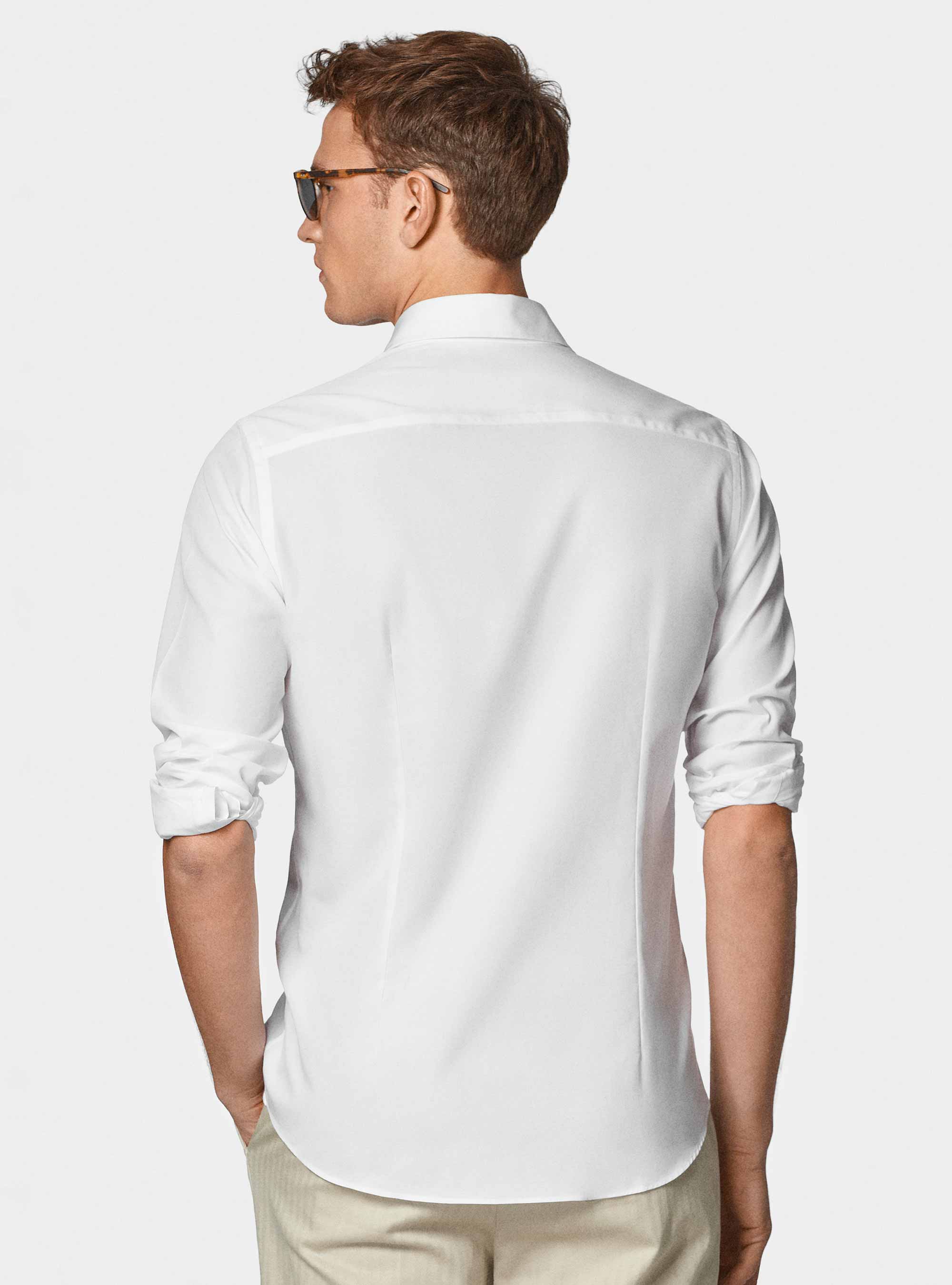 Camisa fil a fil de algod&oacute;n, BLANCO