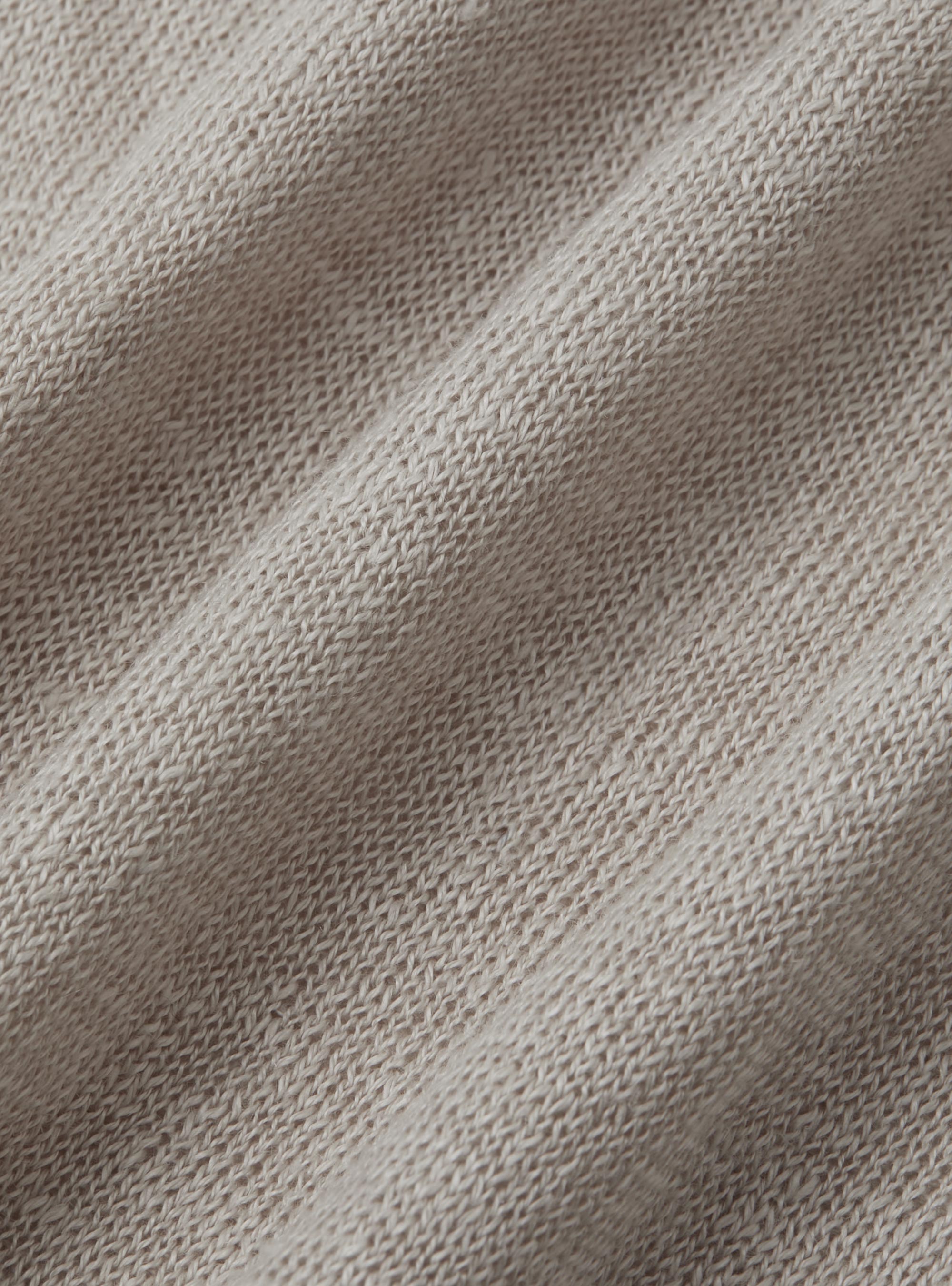 Buttonless knitted polo shirt in pure linen, ECRU