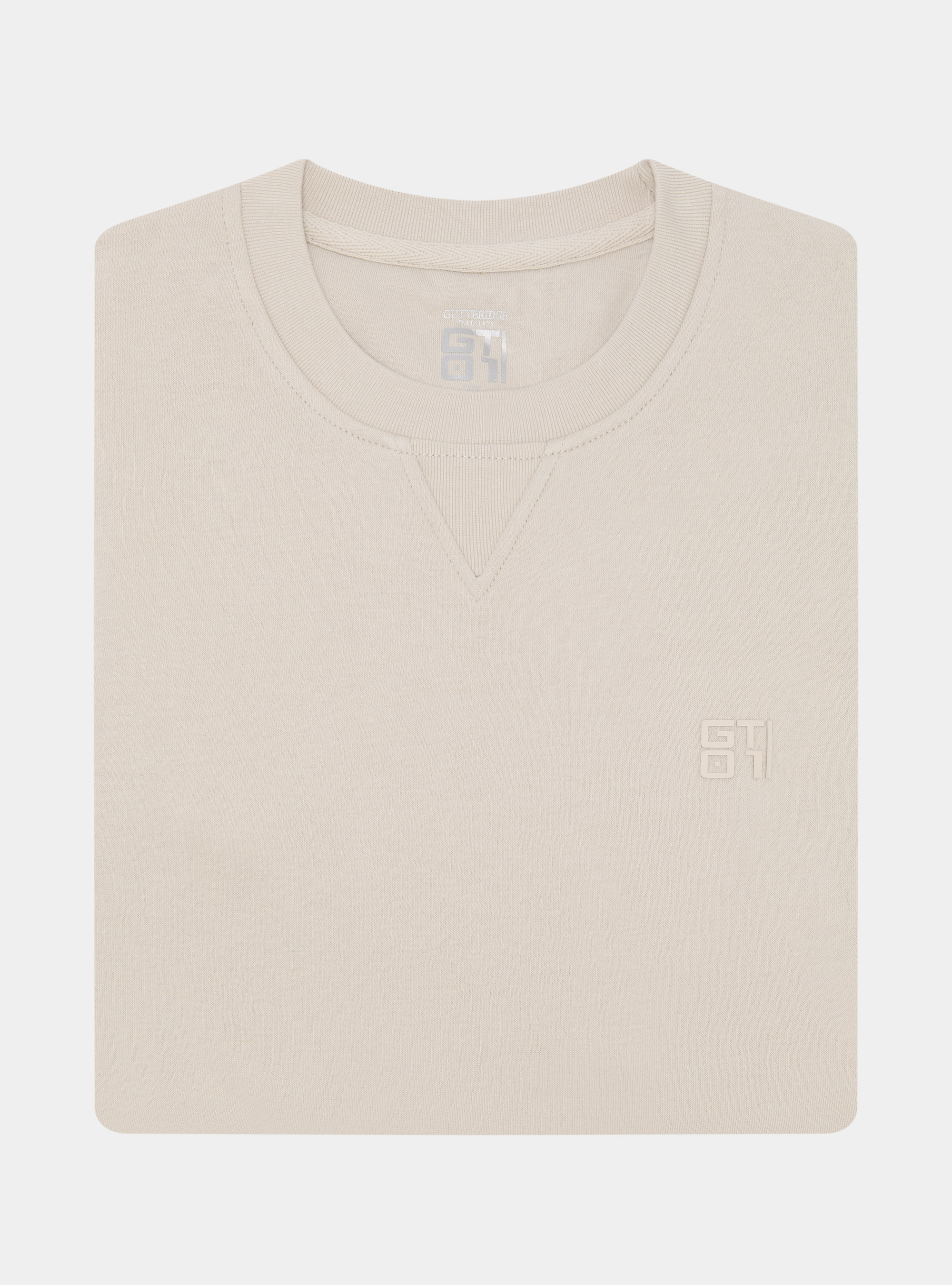 Crew neck sweatshirt with rubberised logo GT01, ECRU