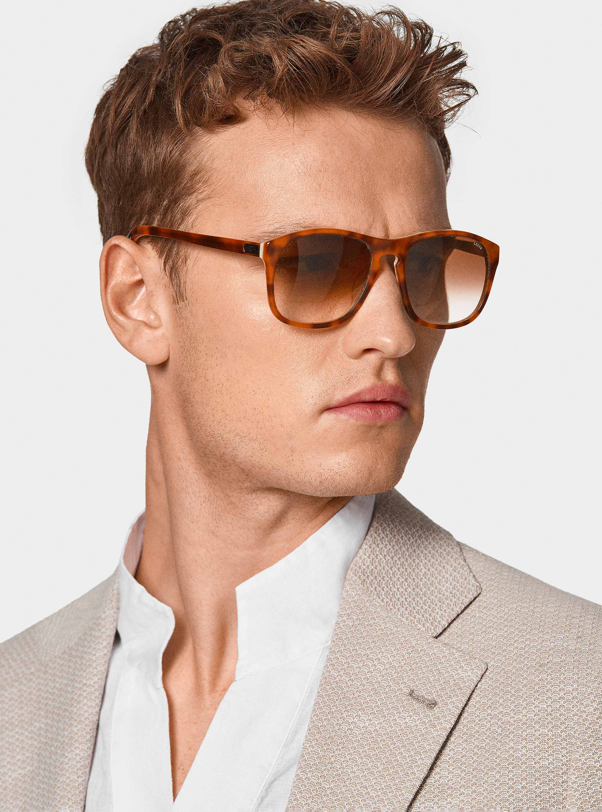 Cotton and linen jersey blazer, SAND