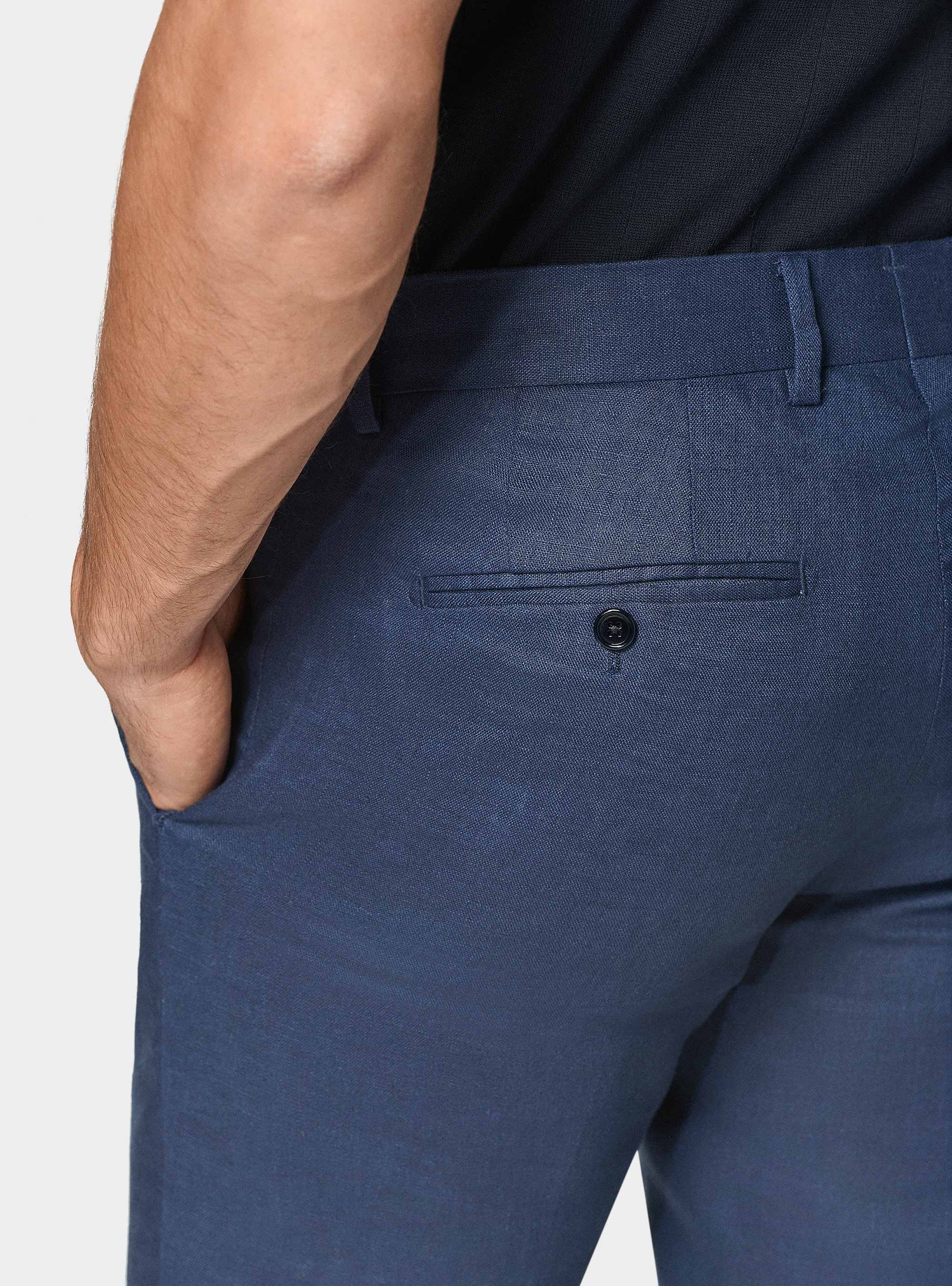 Pantaloni abito in puro lino, BLU