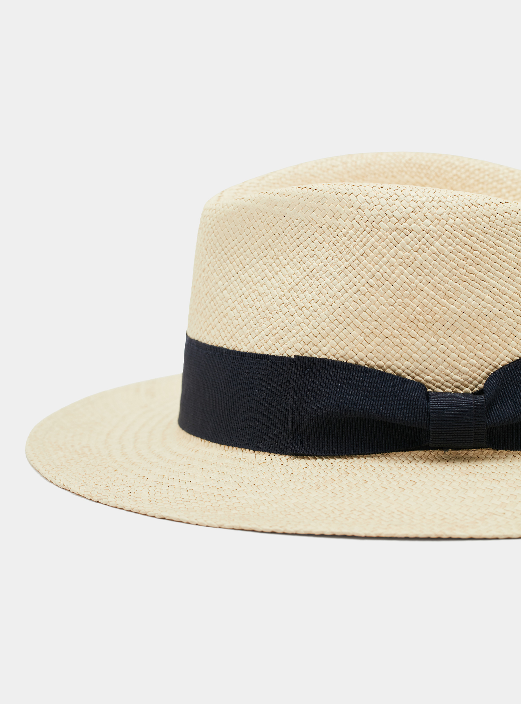 Panama hat with a band, ECRU/NAVY EN02