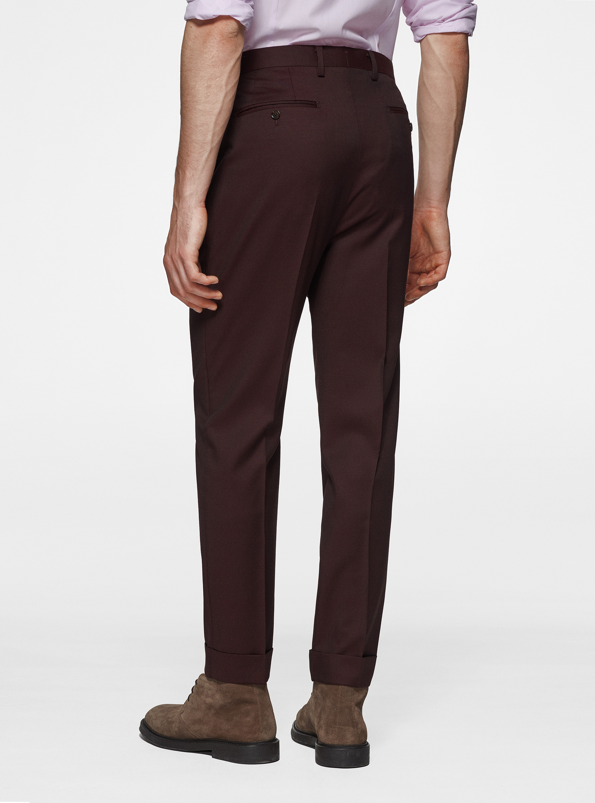 Reda pure wool double pleat trousers, BORDEAUX