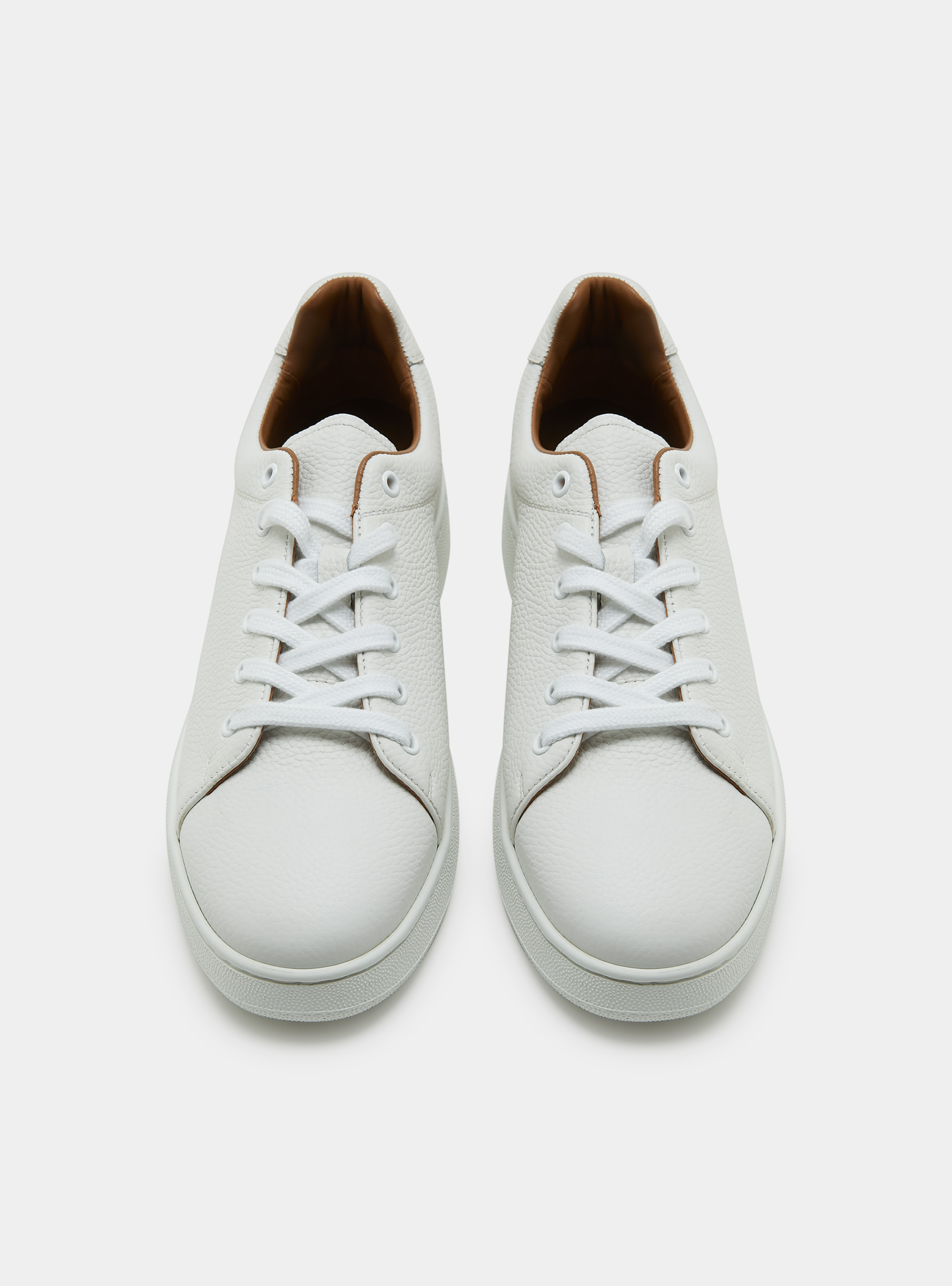 Turnschuhe aus genarbtem Leder, BIANCO 0099C