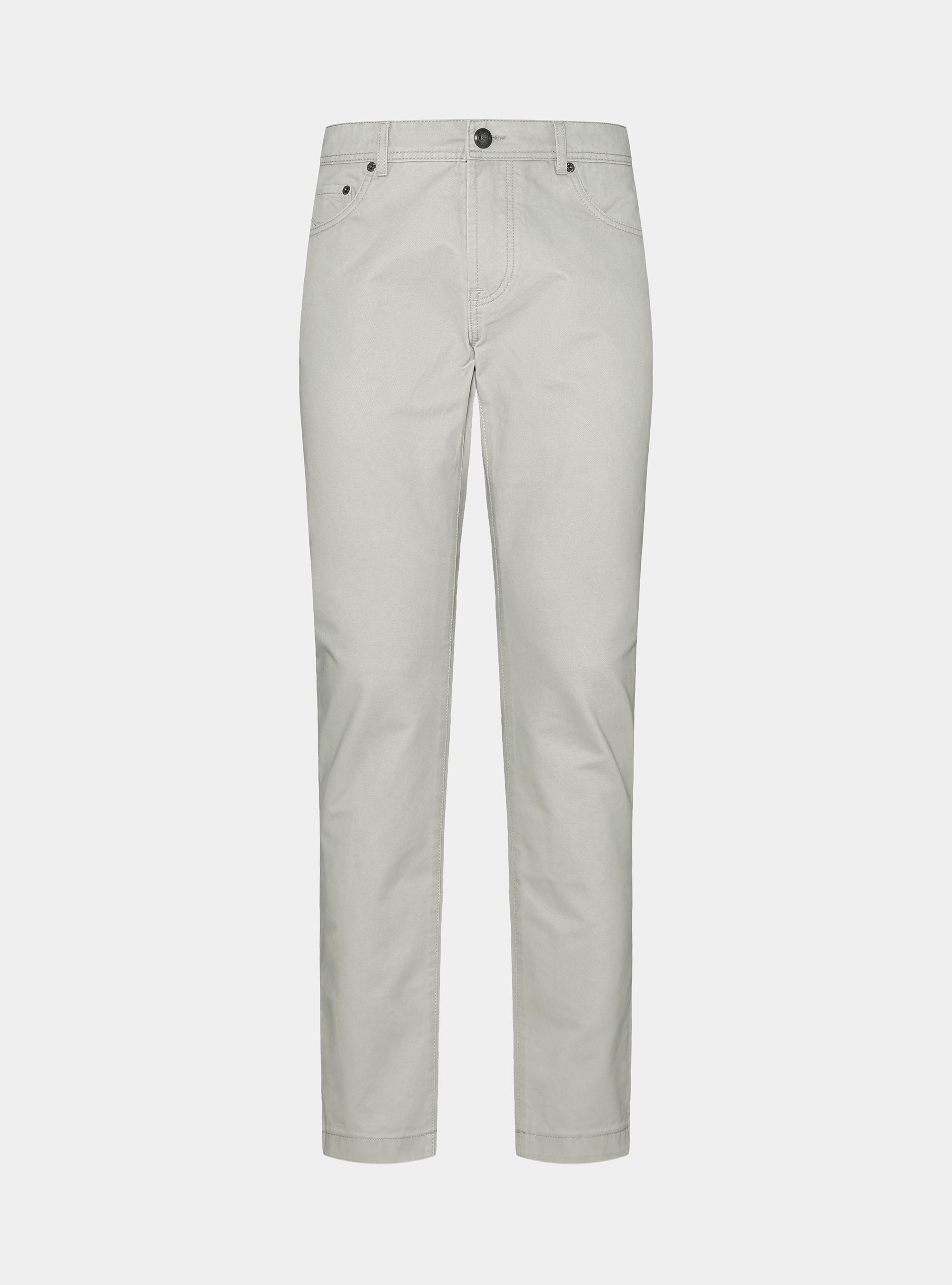 Slim-fit cotton twill trousers, ECRU