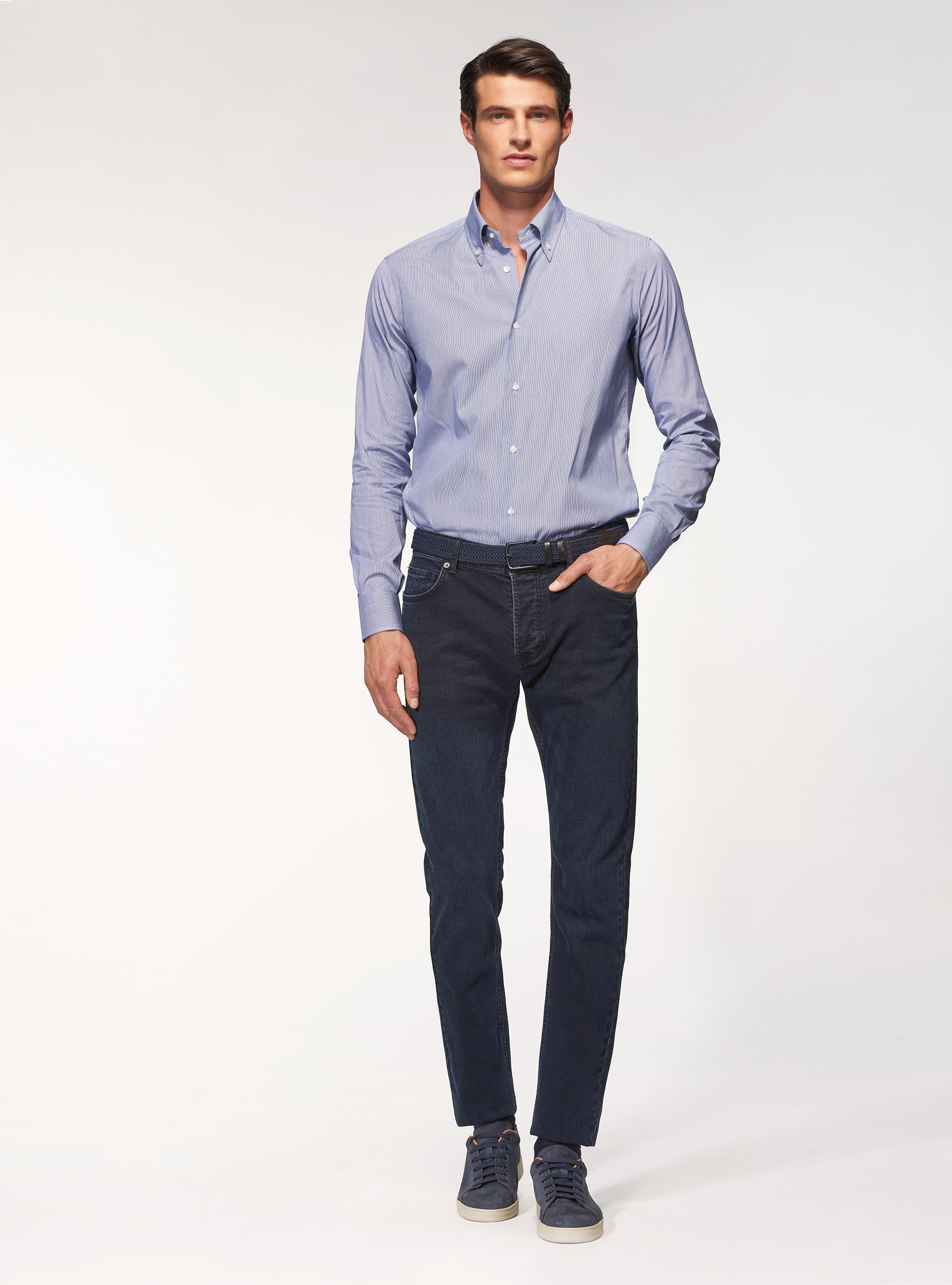 Milleraies cotton button-down shirt, NAVY BLUE