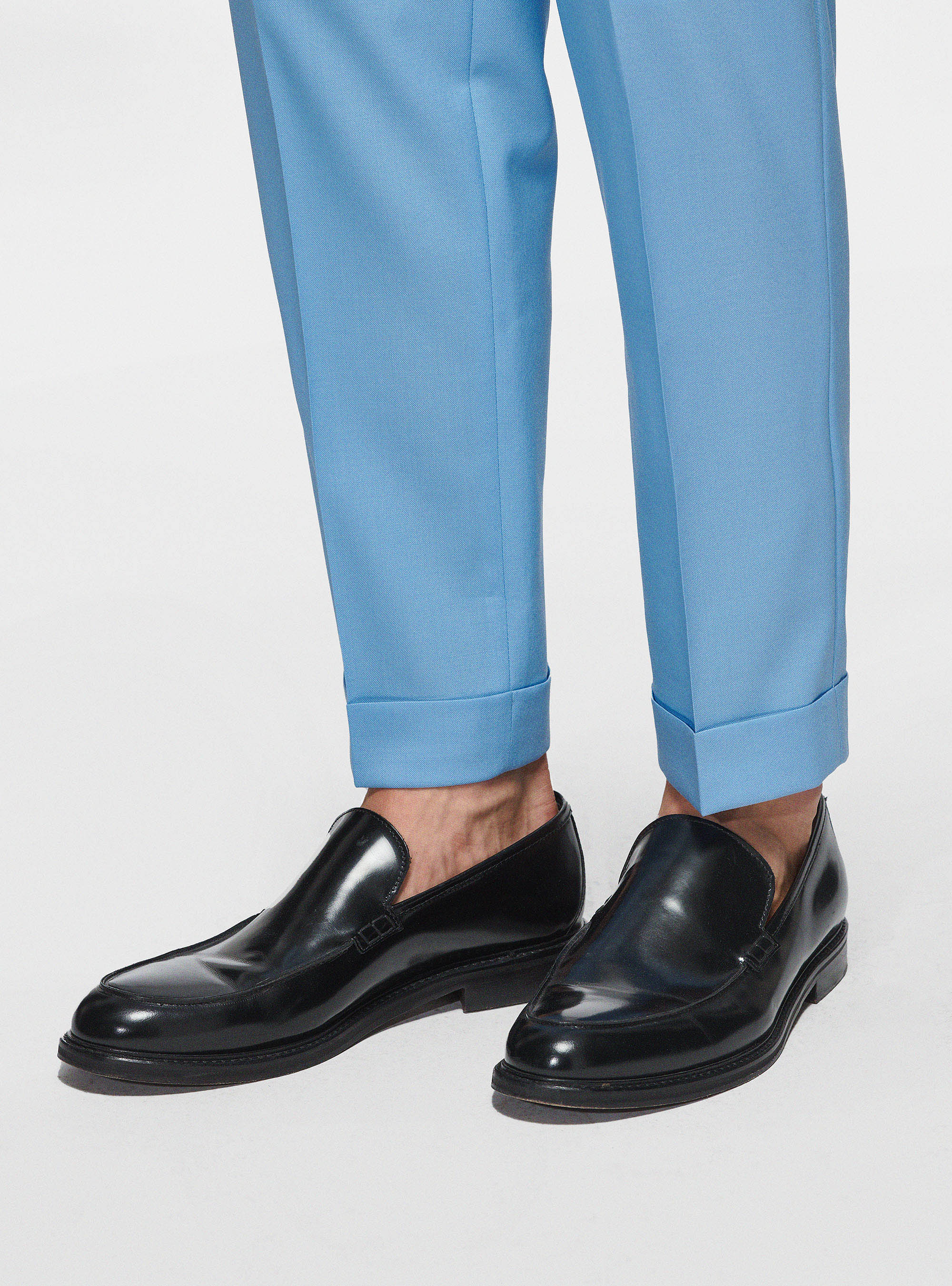 Pure wool pleat trousers, LIGHT BLUE