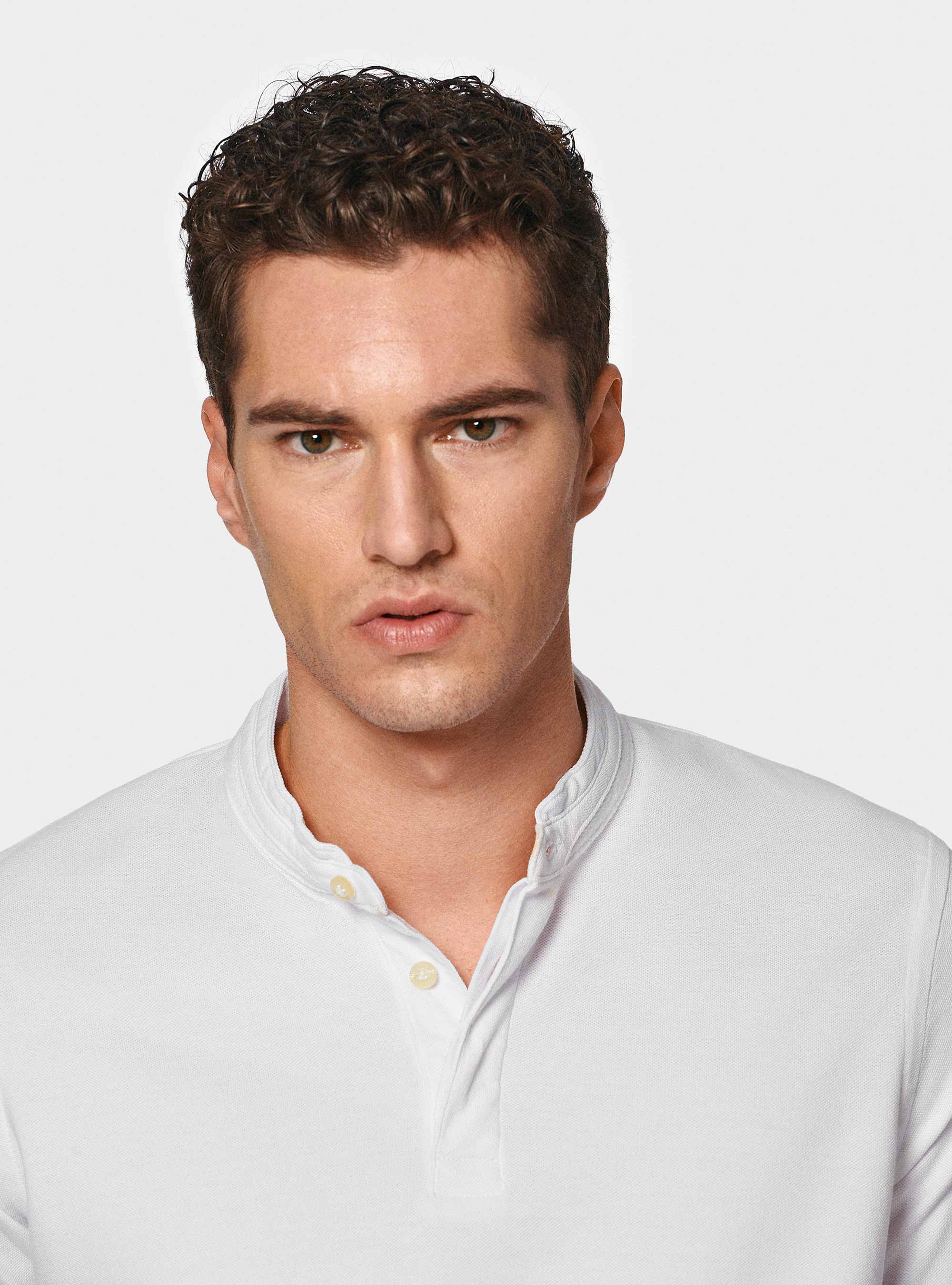 Polo de piqu&eacute; coreano, BLANCO