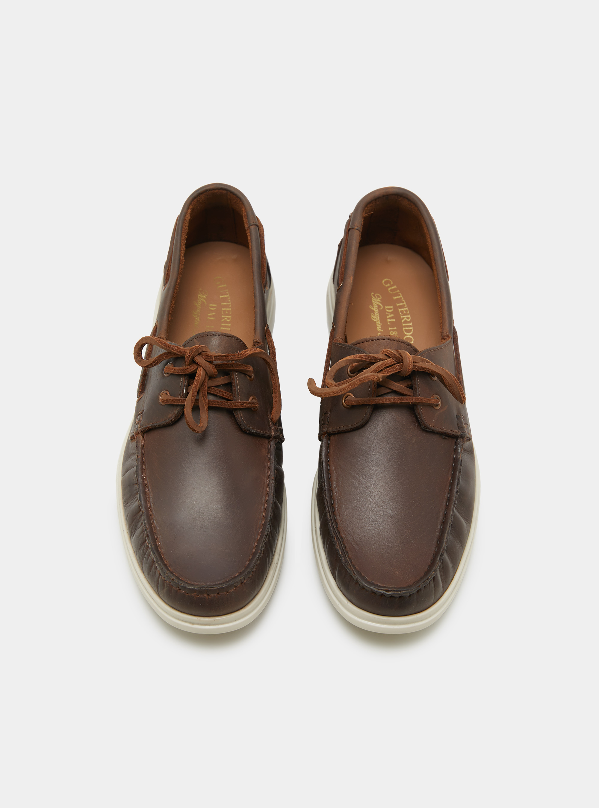 Leather lace-up loafers, BROWN
