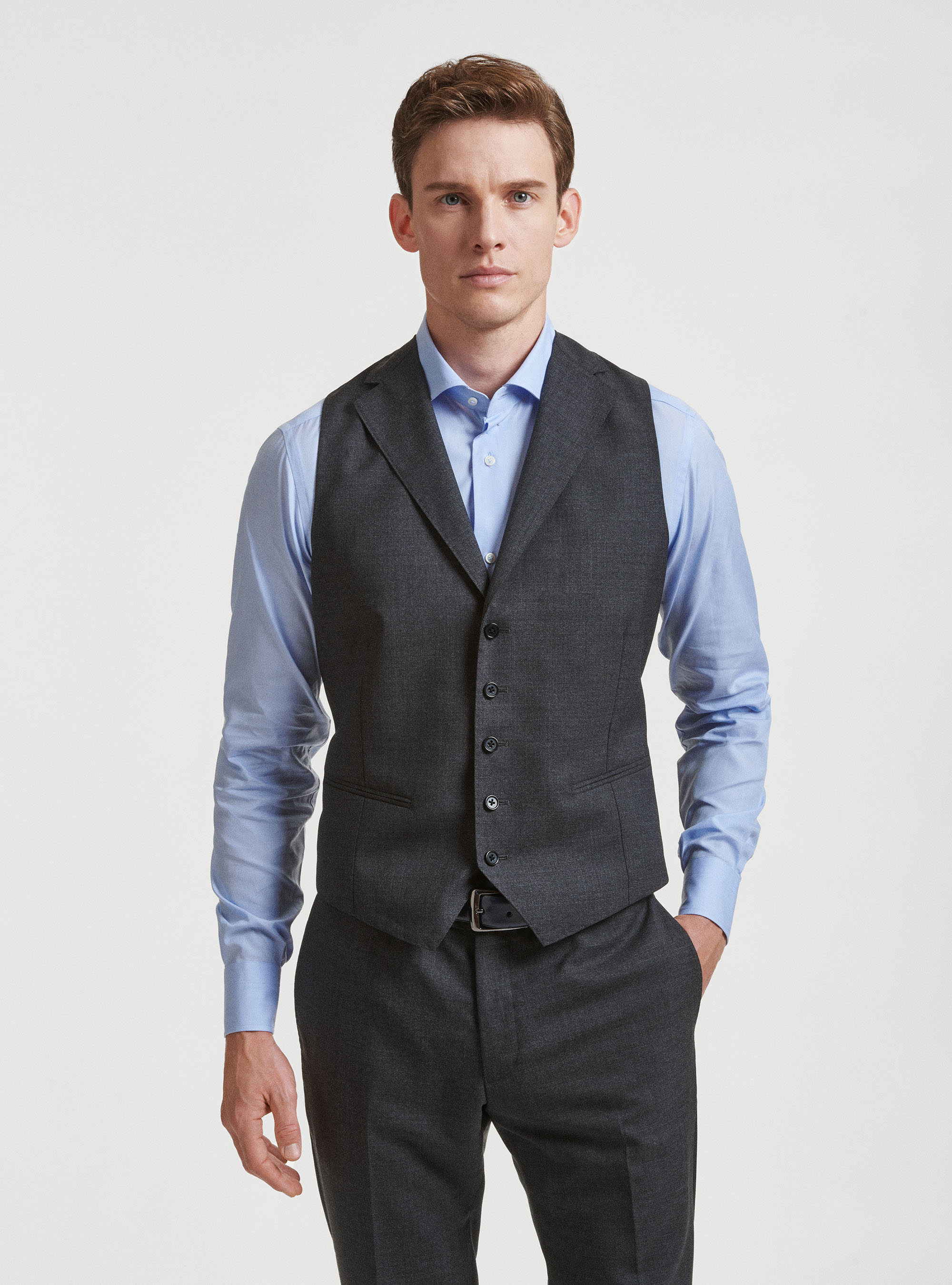 Vitale Barberis Canonico Pure Wool Waistcoat, ASPHALT GREY