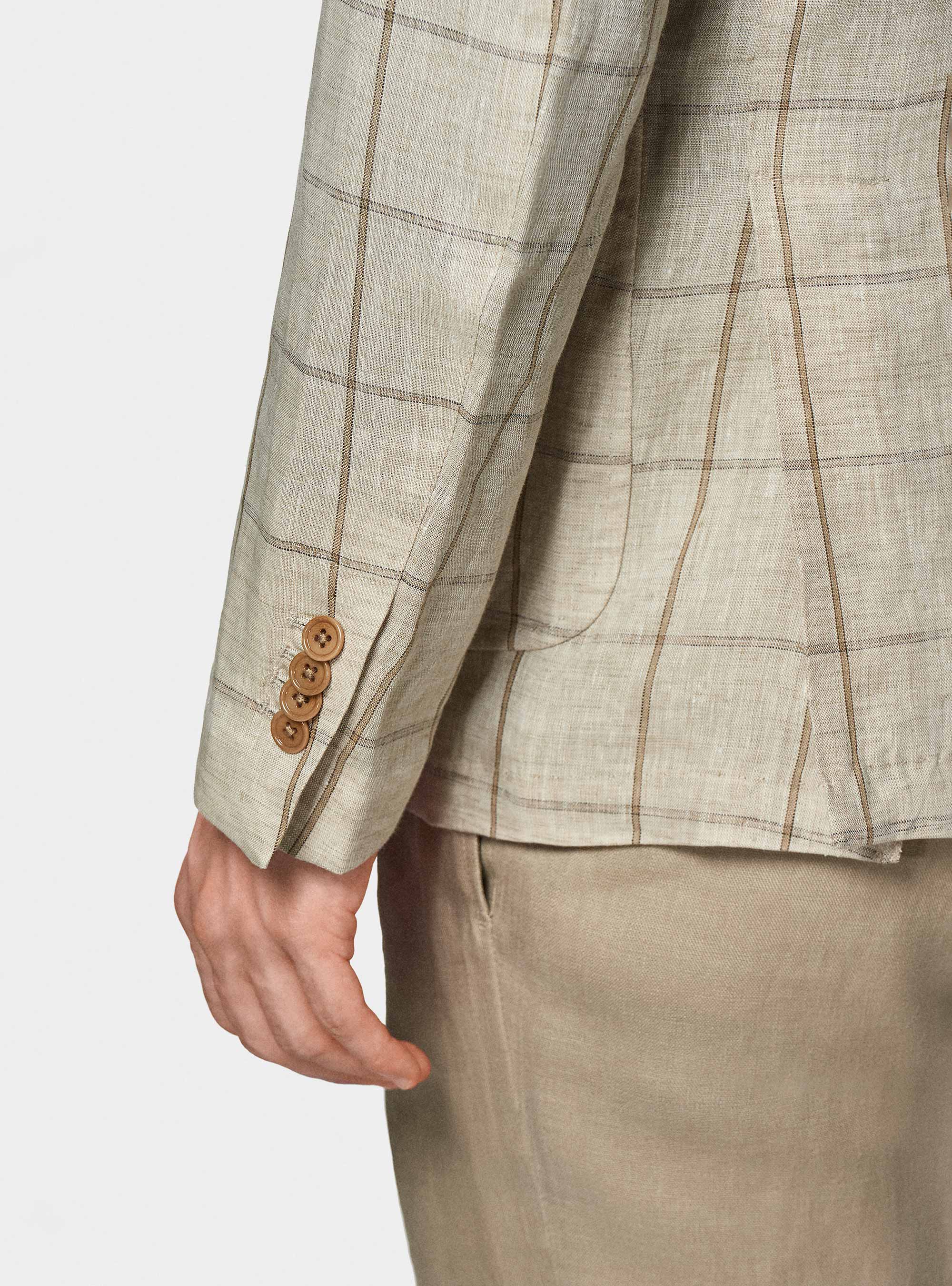 Fancy blazer in delav&eacute; linen, SAND