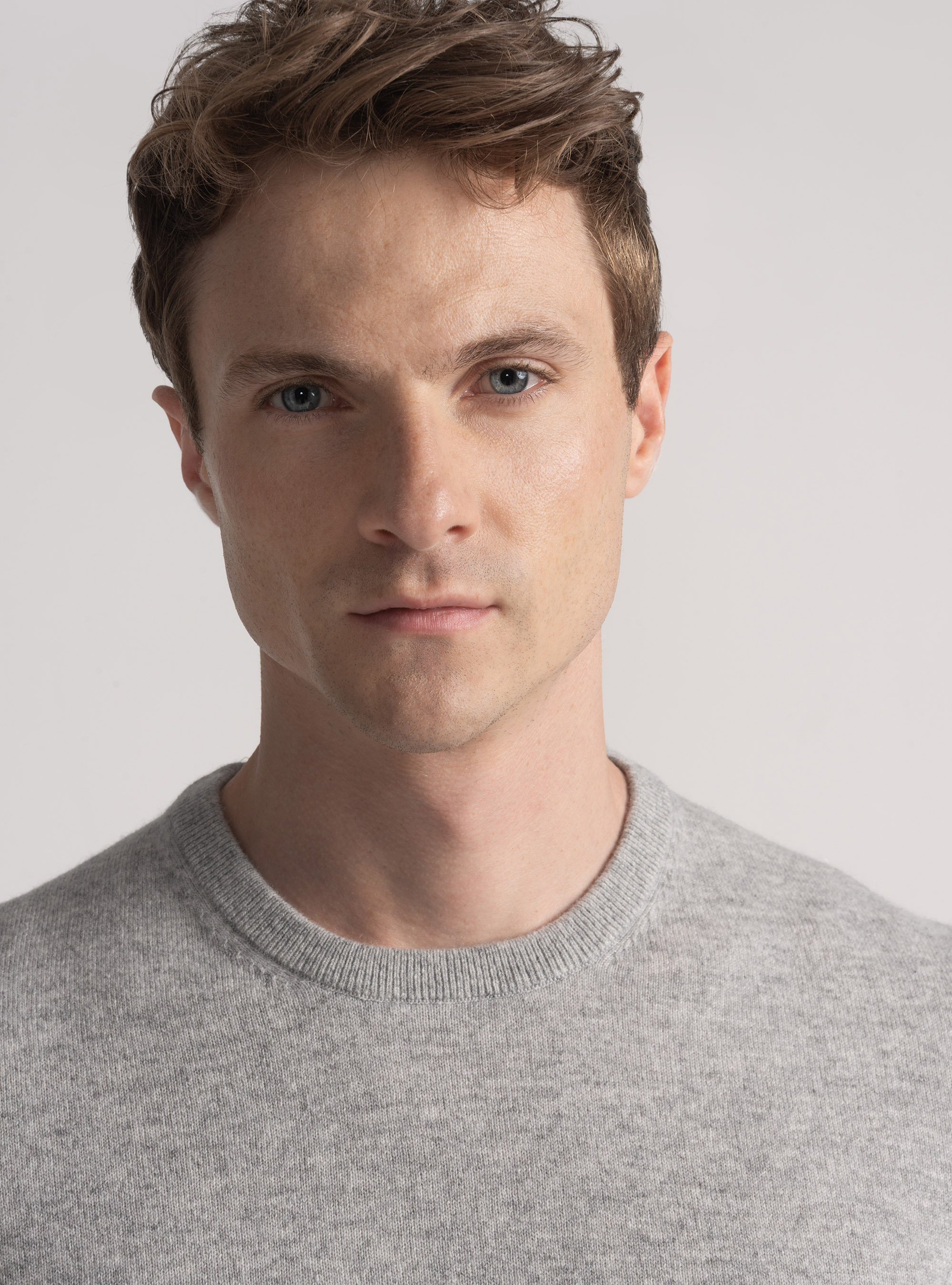 Cashmere crew-neck sweater, LIGHT GREY MELANGE