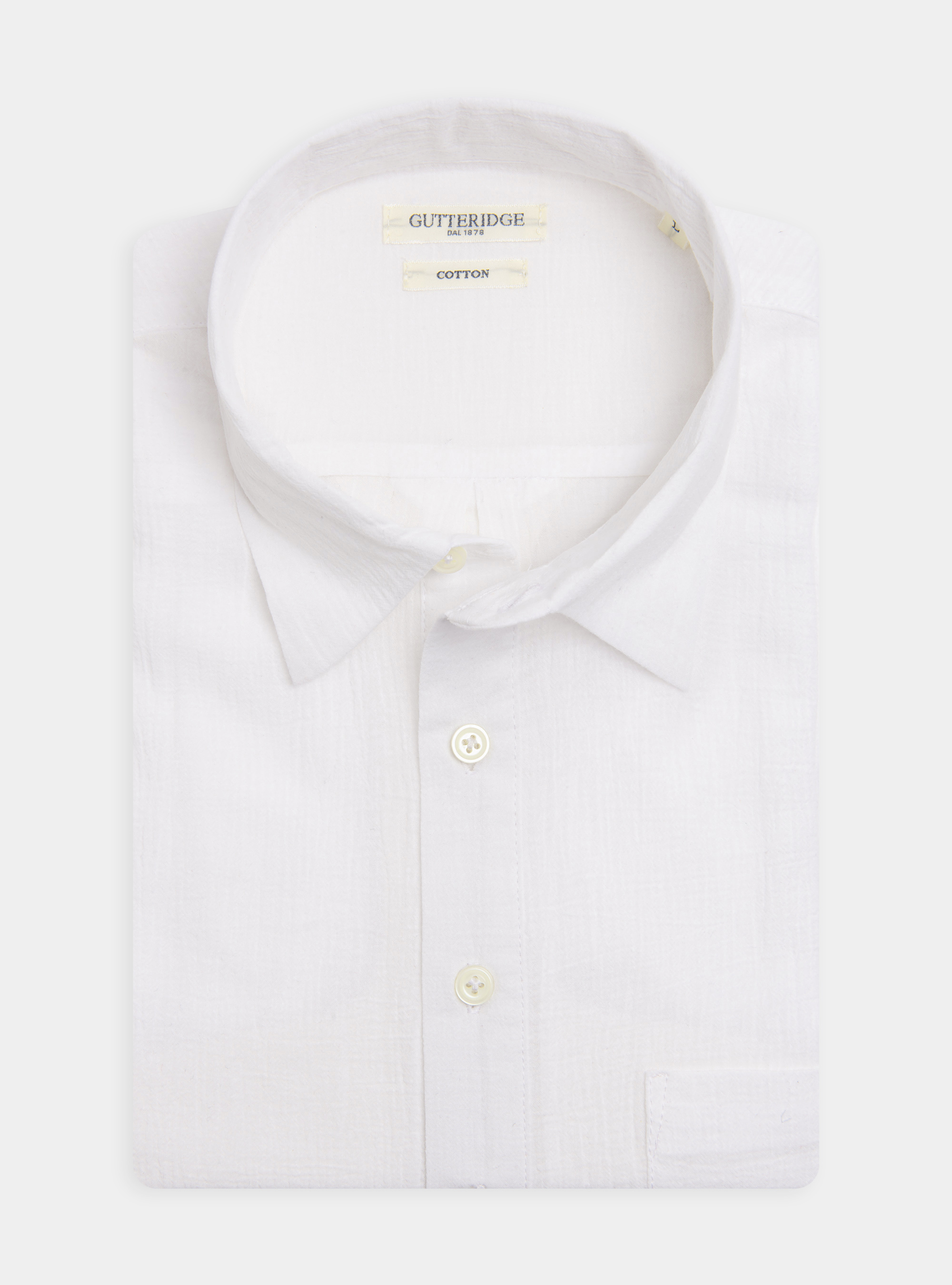 Polo mezza manica in cotone crepe, BIANCO