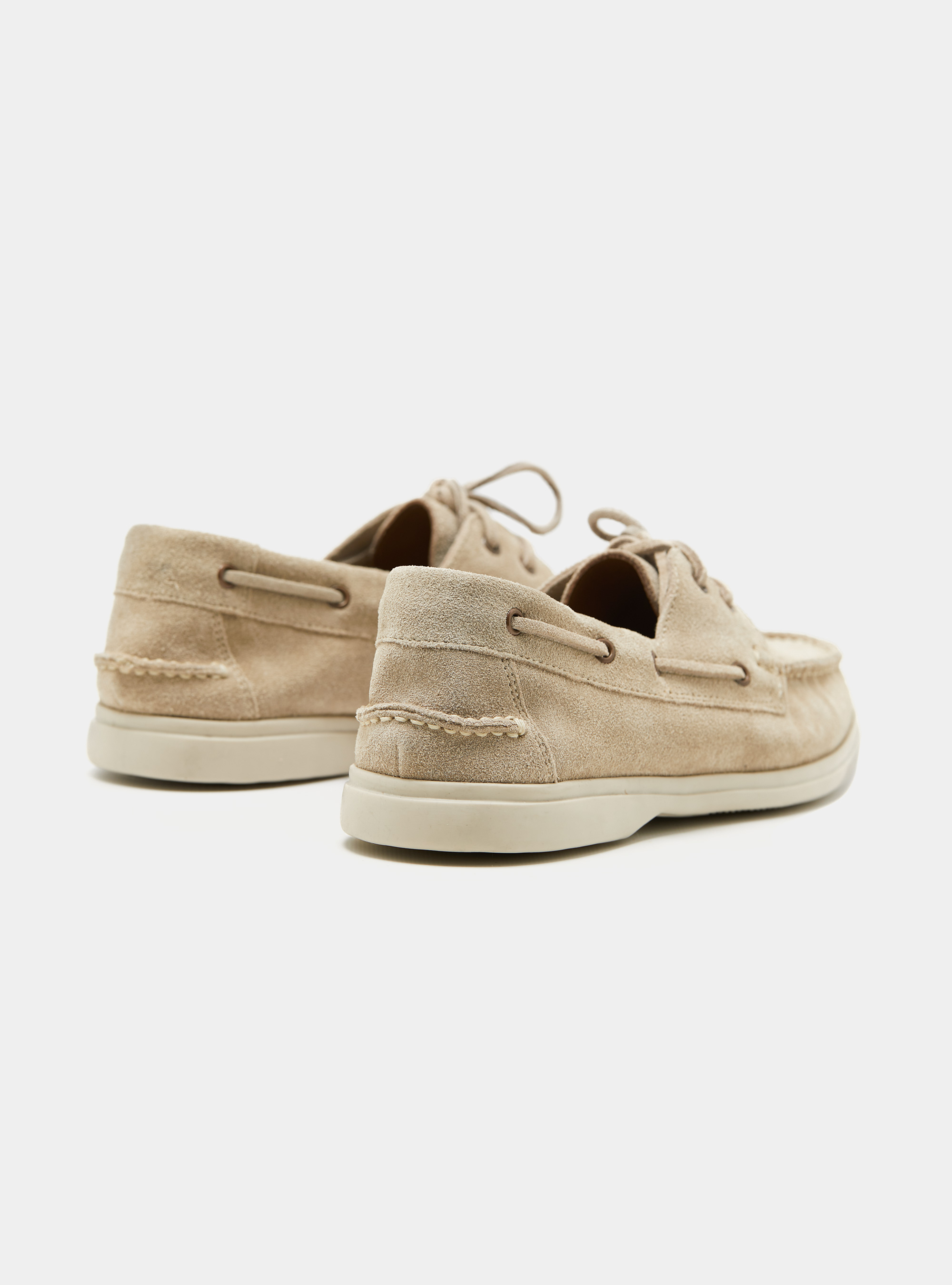 Suede lace-up loafers, ECRU