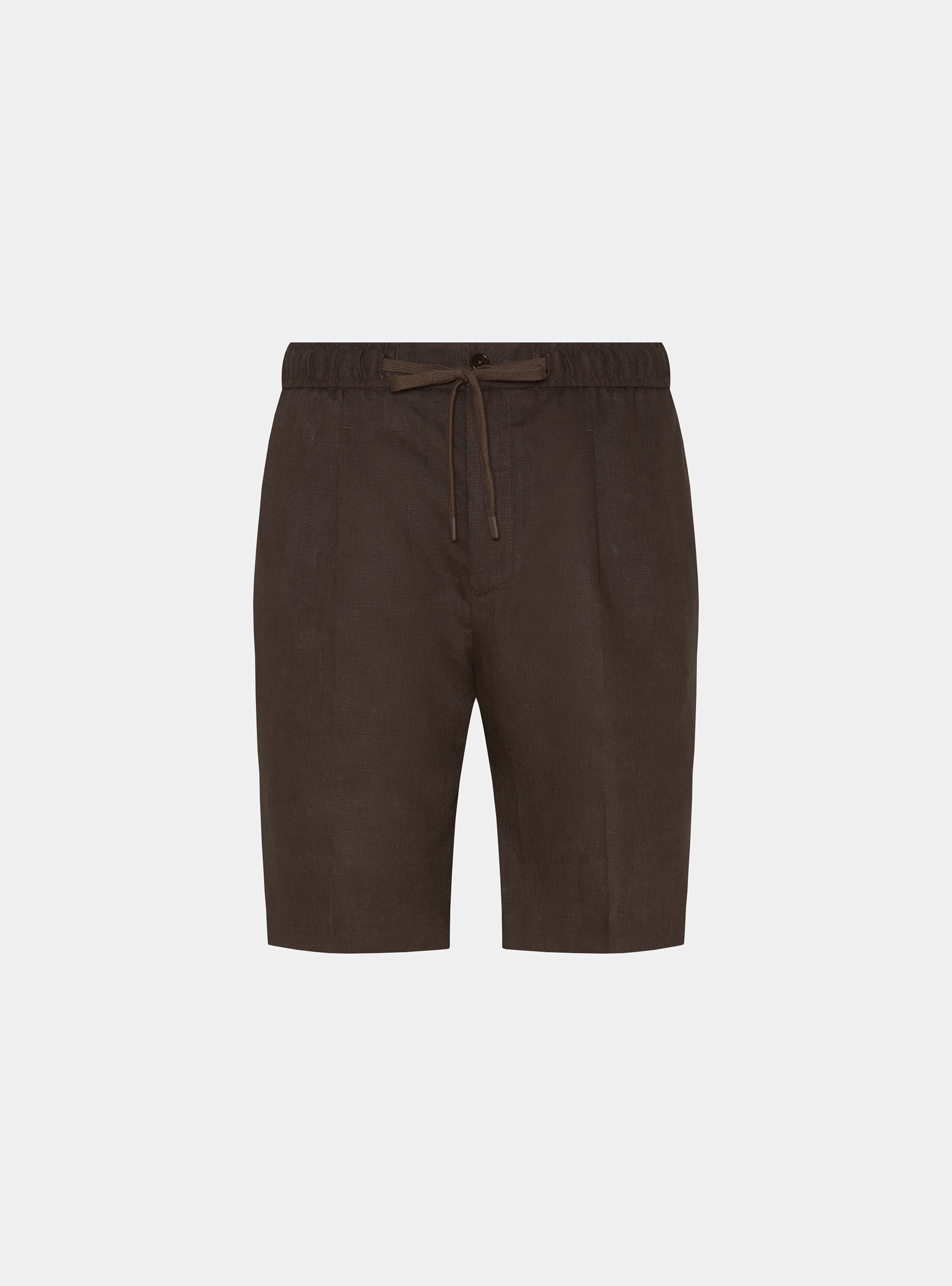 Linen Bermuda shorts with drawstring, BROWN