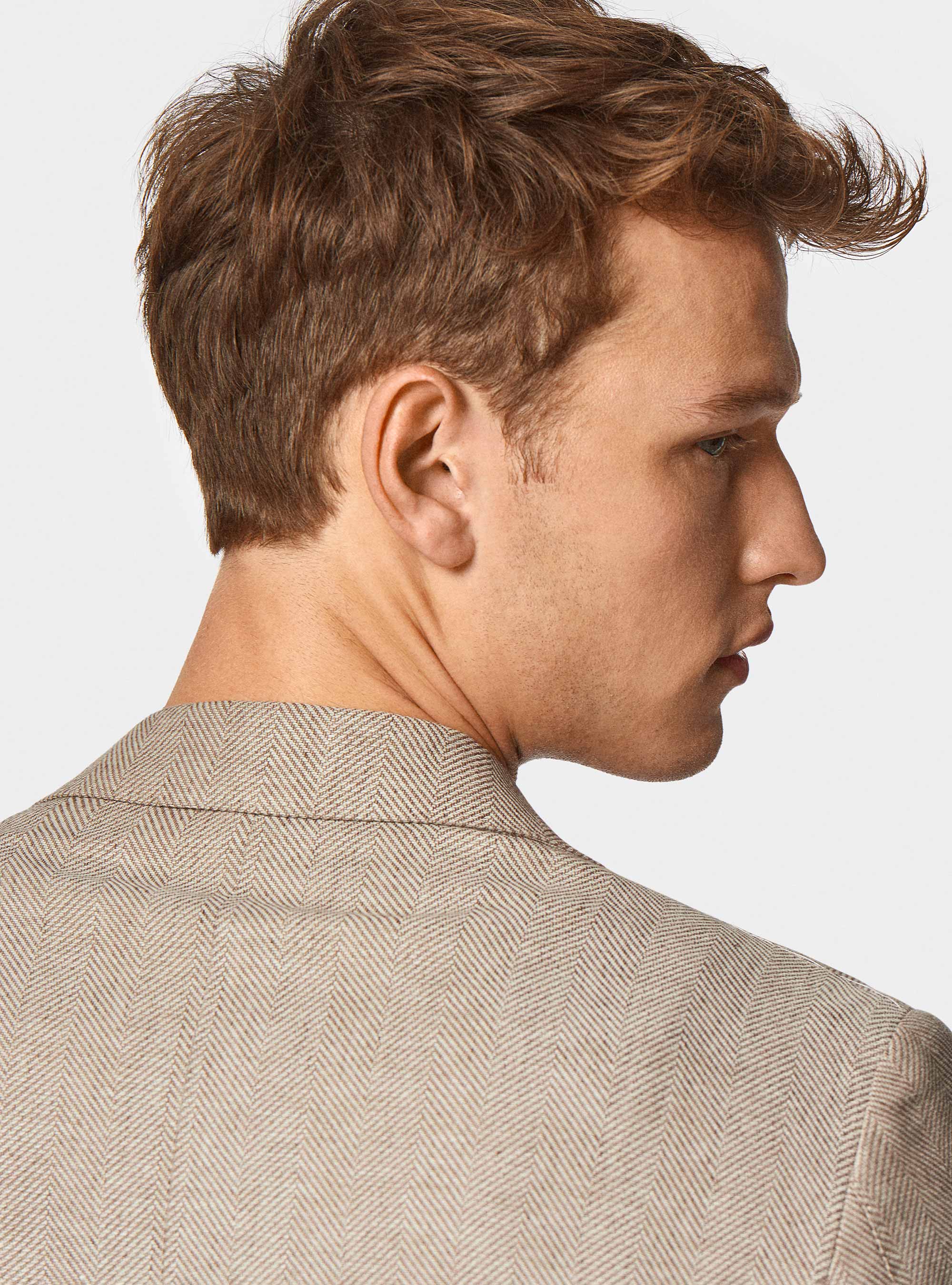 Herringbone blazer in linen and cotton, MULTICOLOR