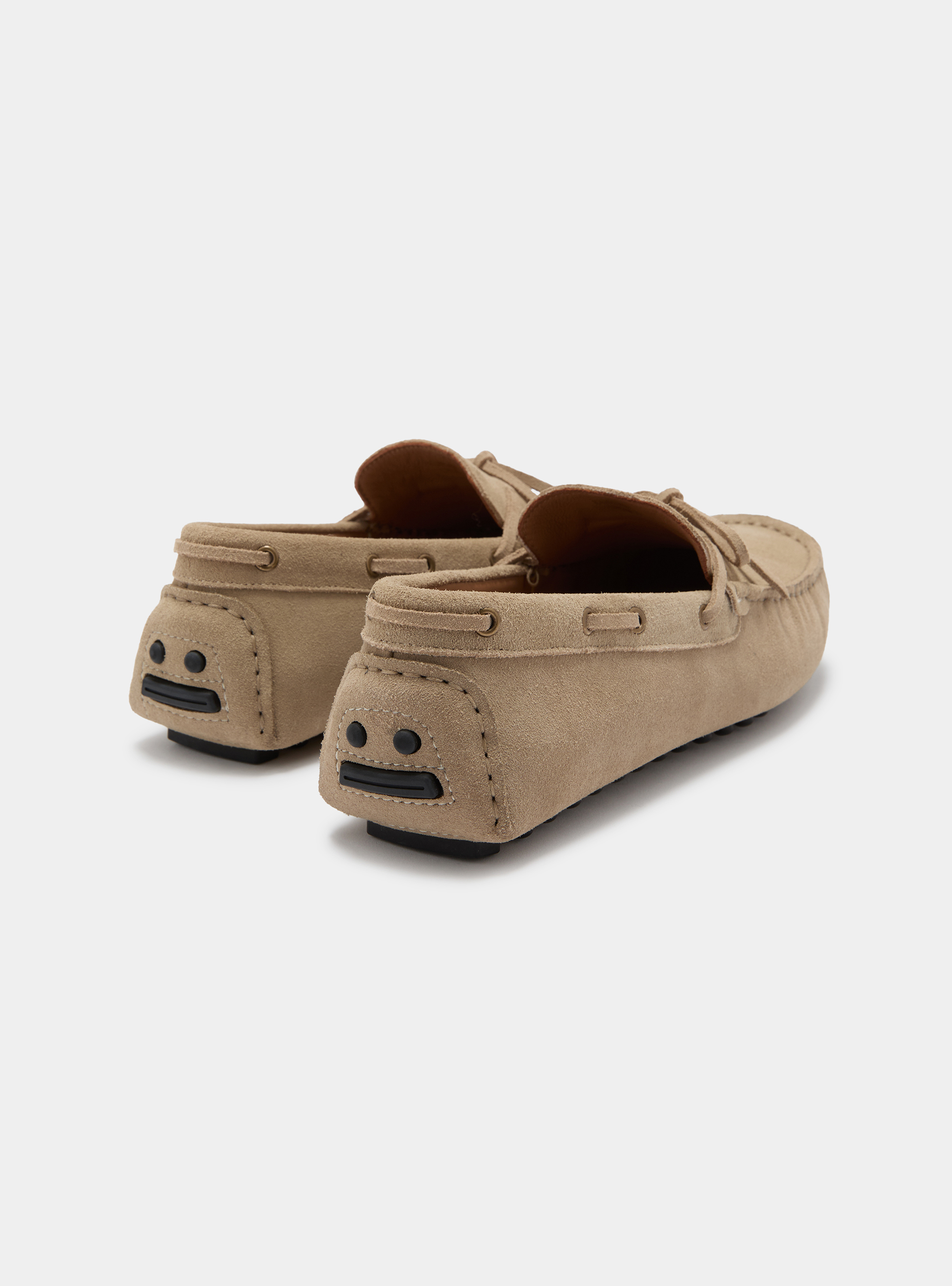 Suede boat loafers, ECRU