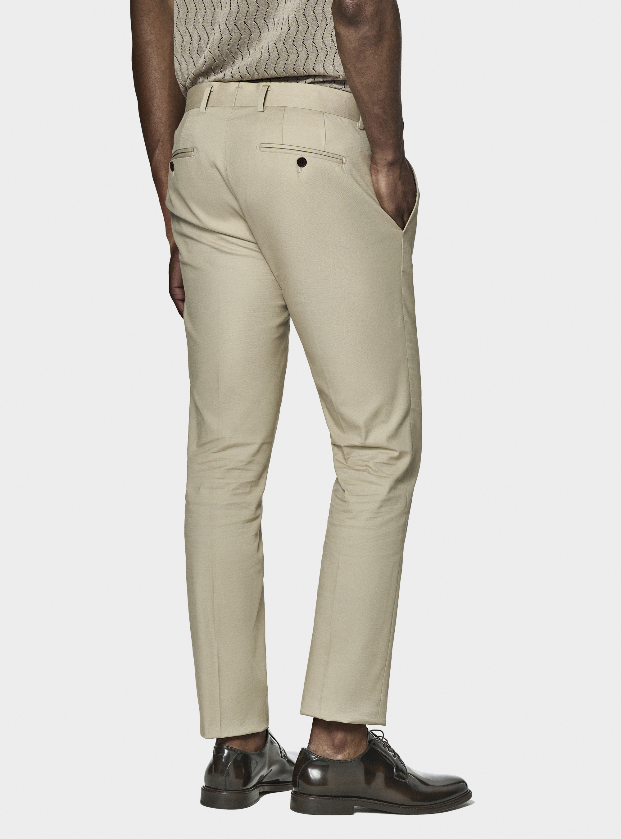 Pantaloni abito in cotone armaturato, SABBIA
