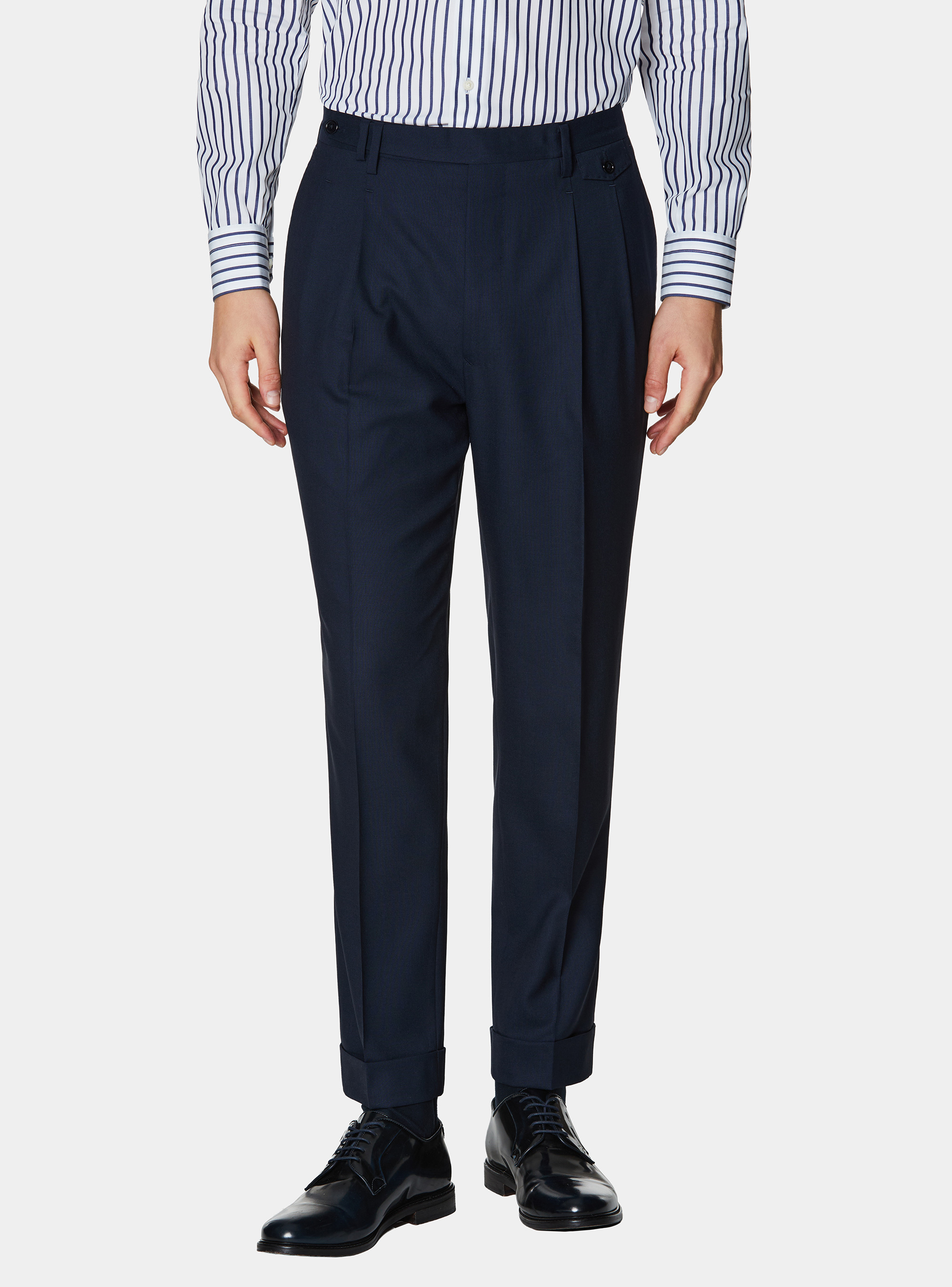 Vitale Barberis Canonico Hose aus reiner Wolle mit doppelten Abn&auml;hern, NAVY