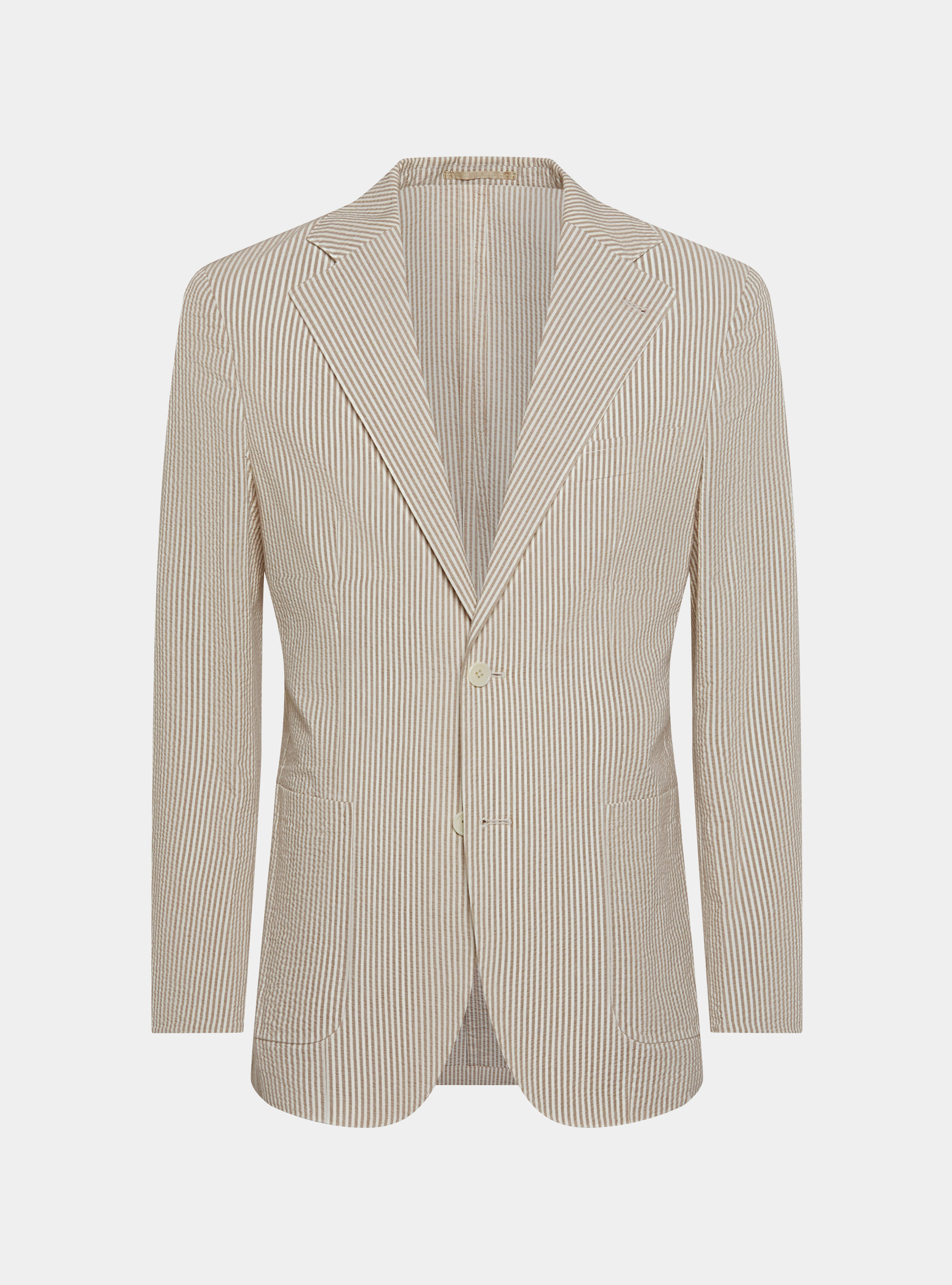 Striped blazer in seersucker cotton, SAND