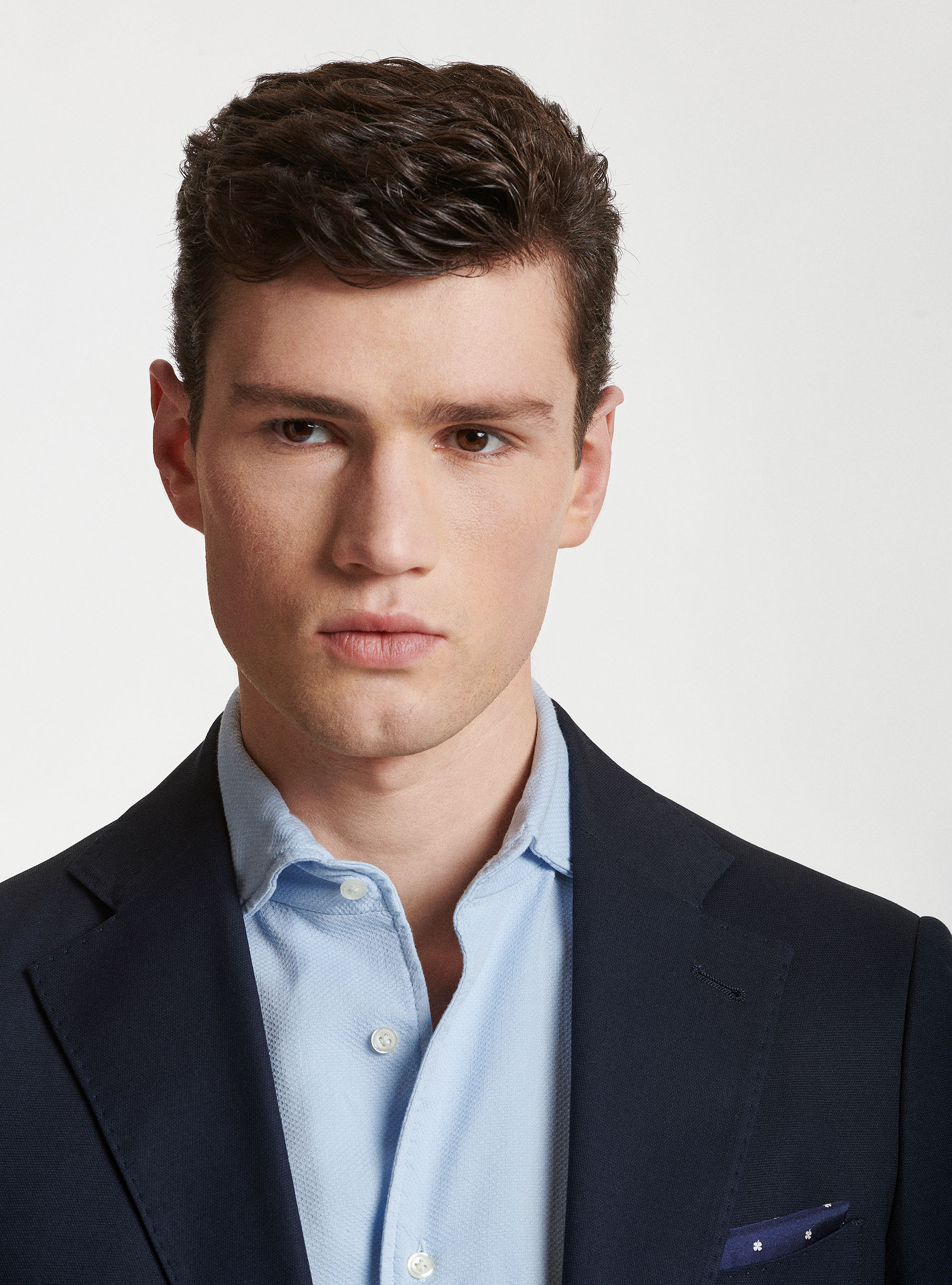 Veste de costume en coton blind&eacute;, BLEU MARINE
